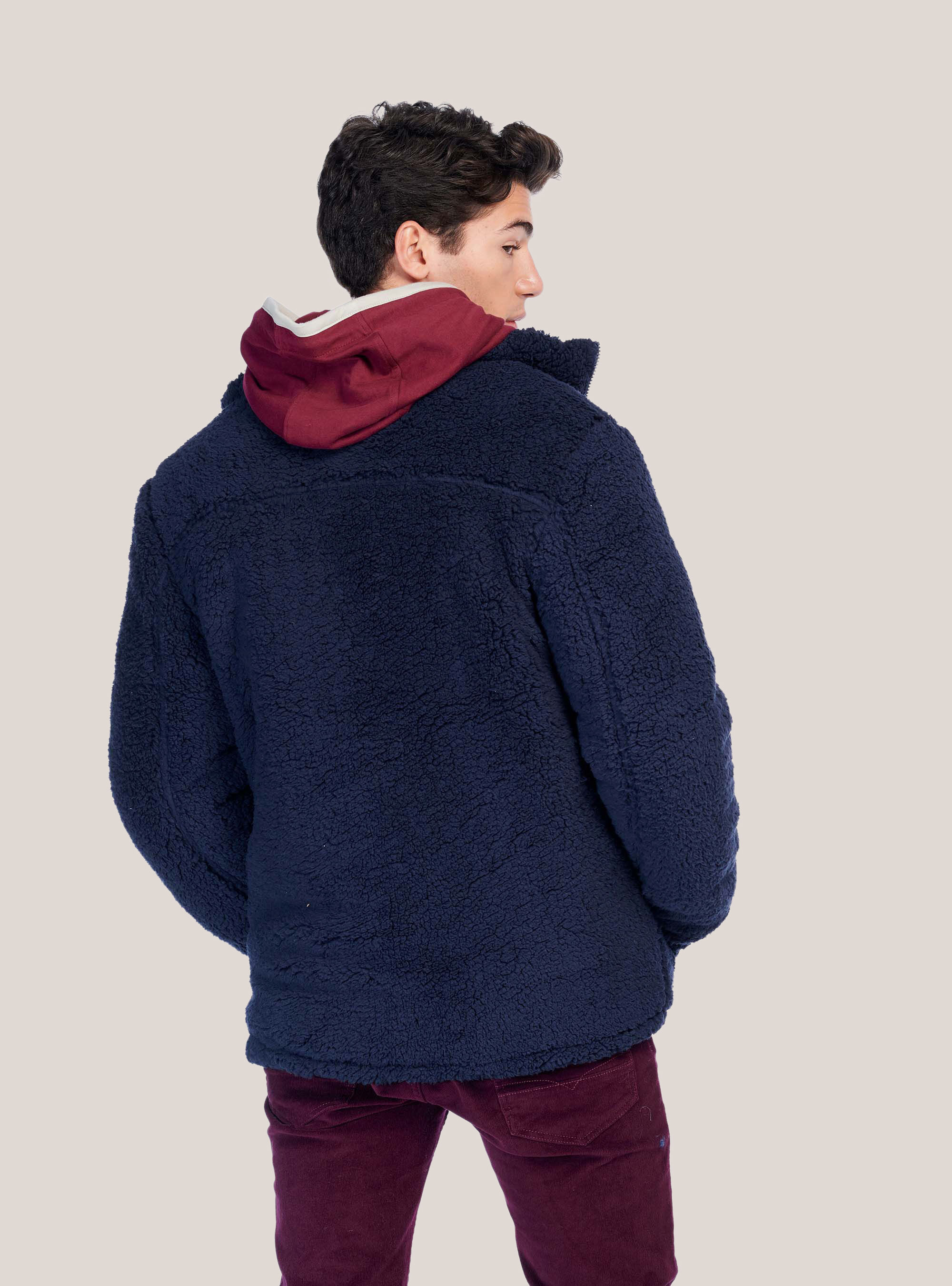 FAKE LAMBSKIN JACKET, BLUE NAVY