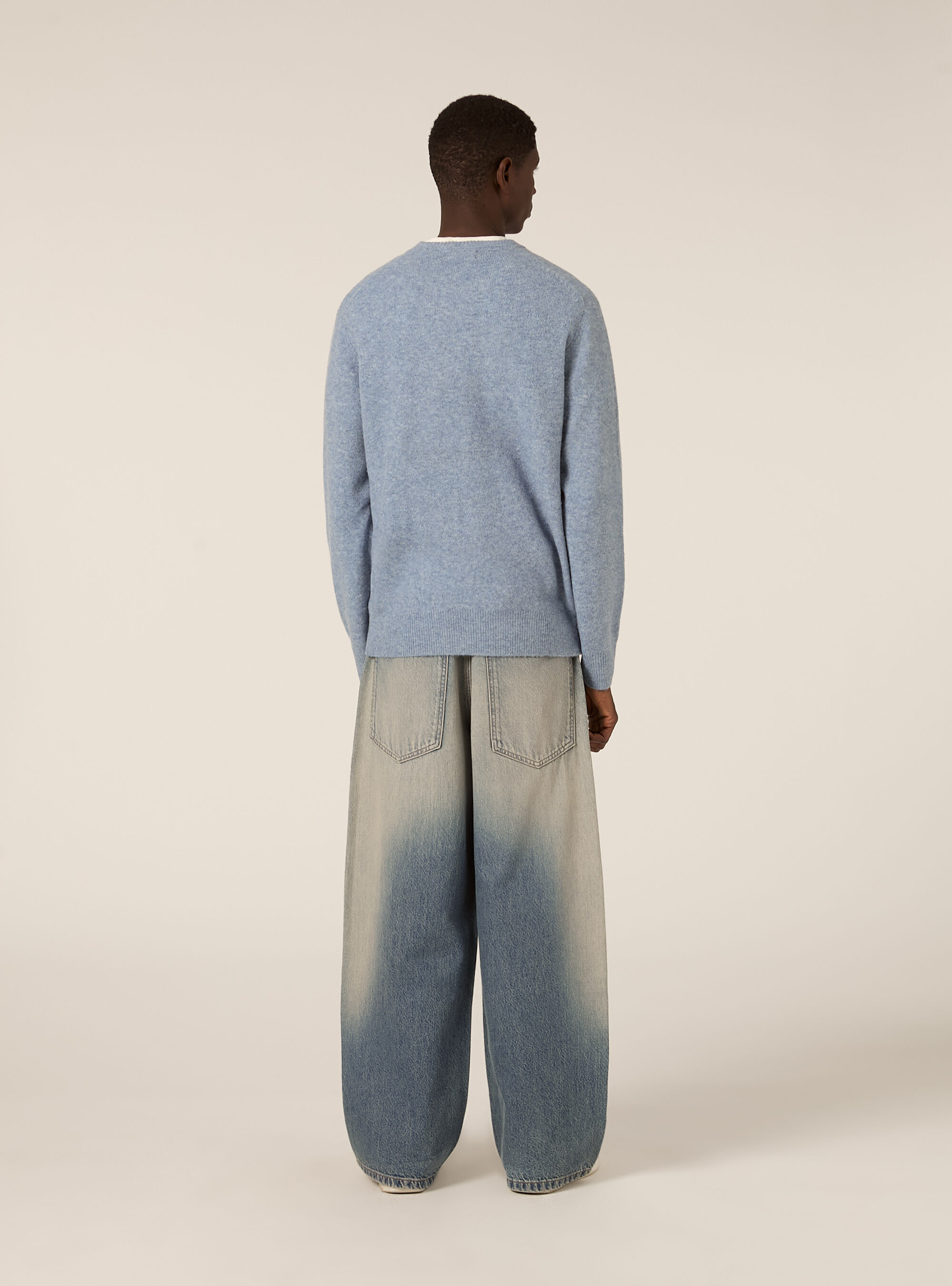 Pullover morbido girocollo, MAZ2 AZURE MEL MEDIUM