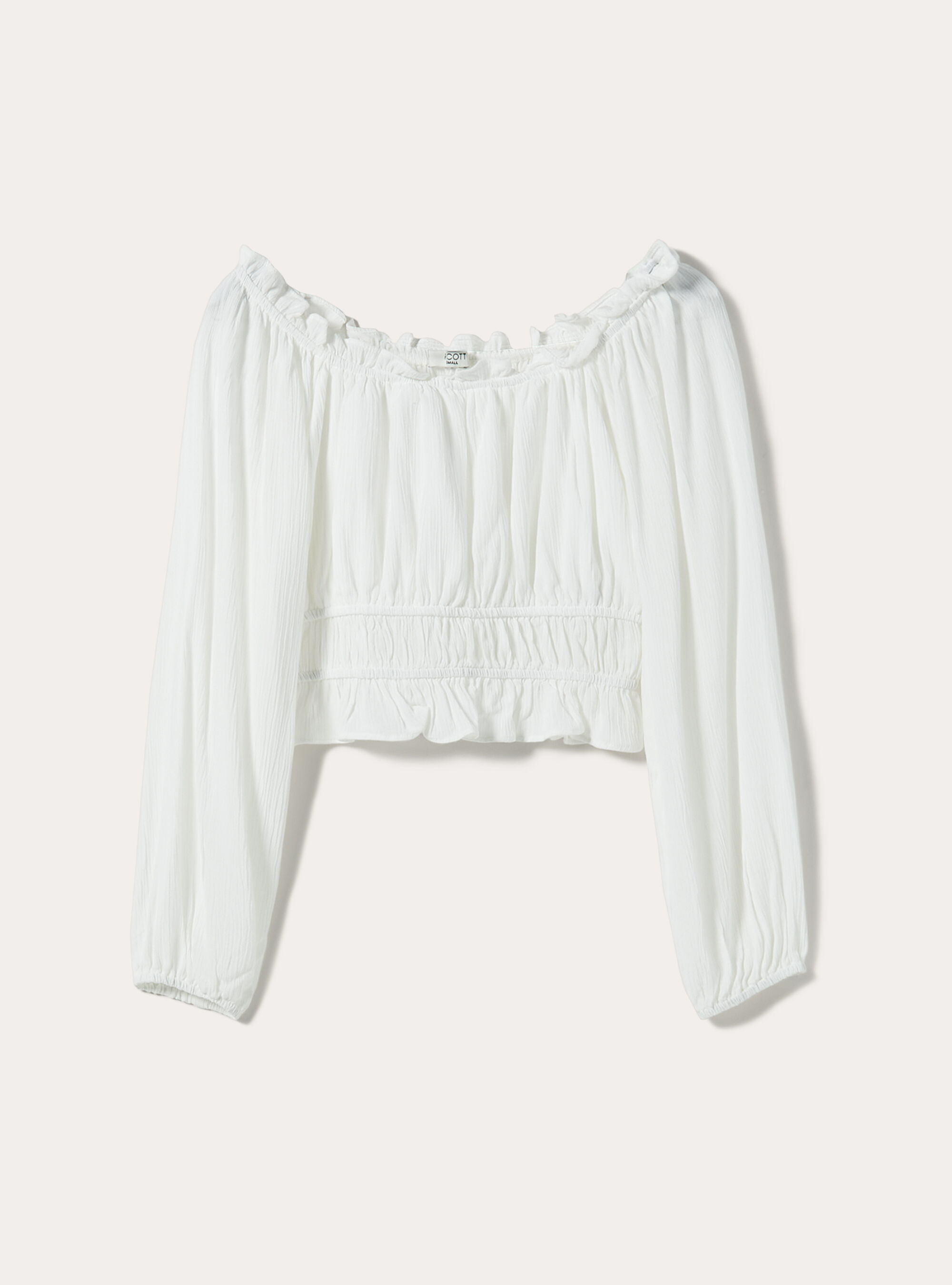 Cropped blouse with off the shoulder, WH1 OFF WHITE