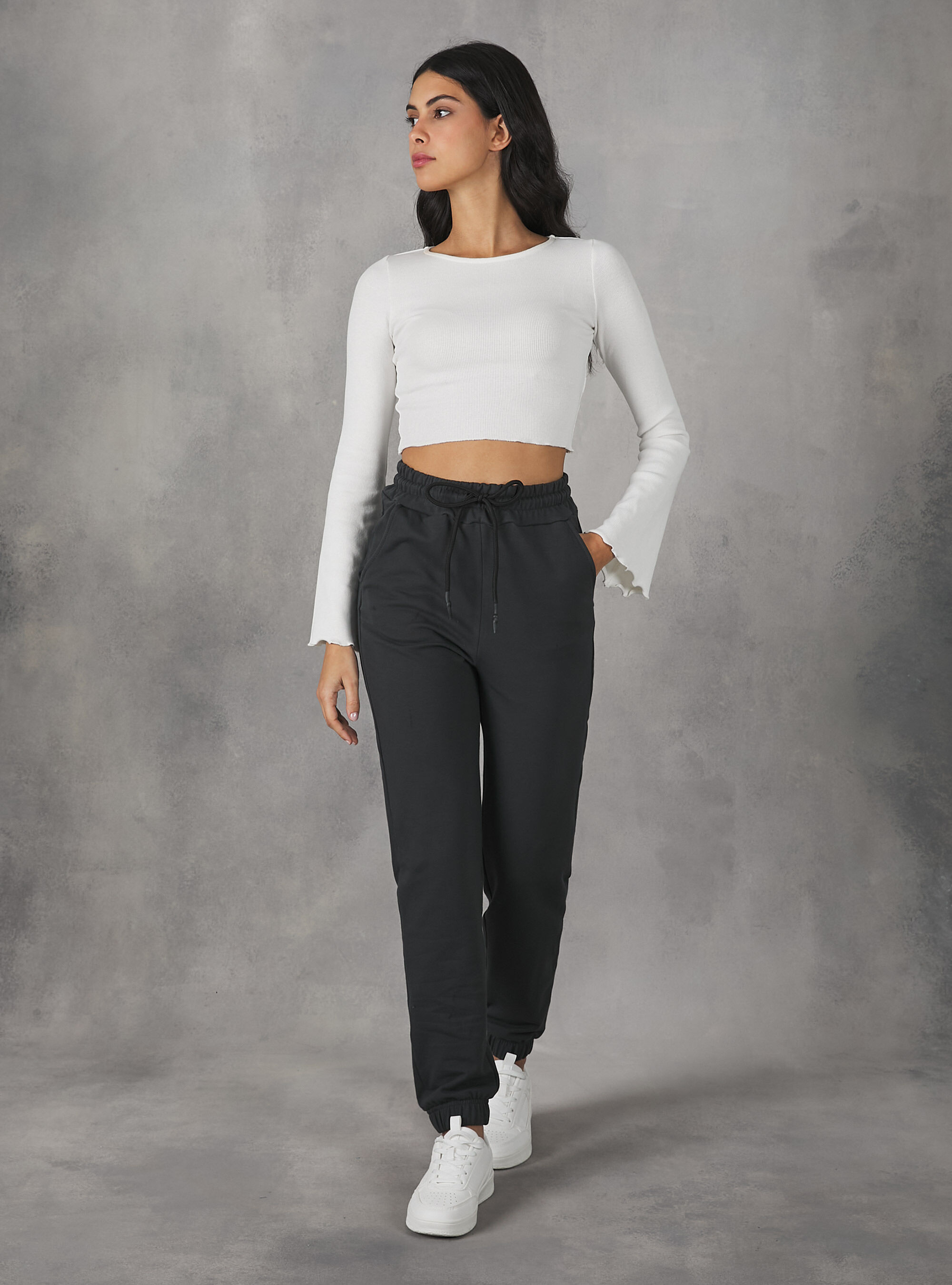 Pantal&oacute;n jogger de felpa, BK3 BLACK CHARCOAL