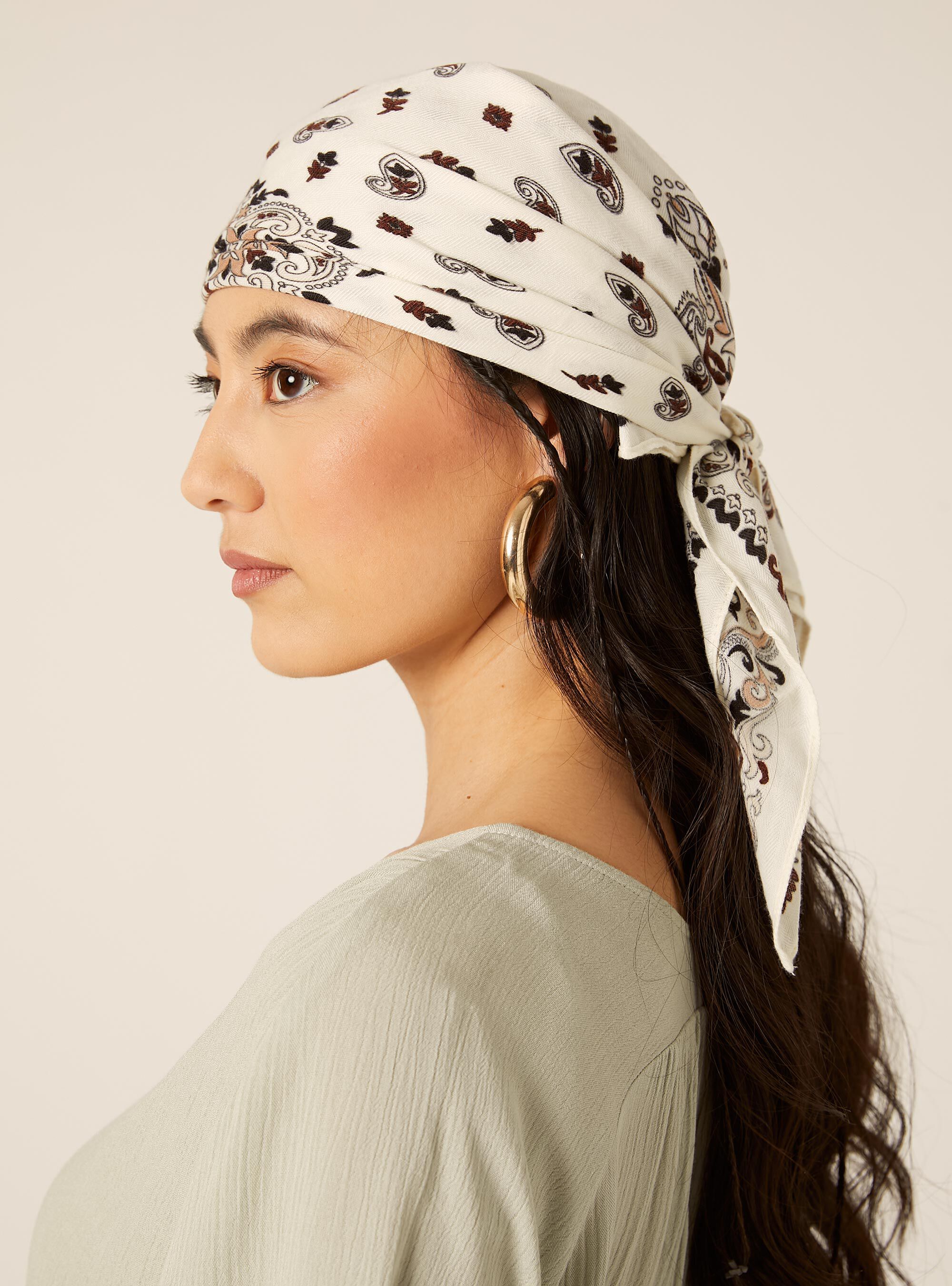 Sciarpa foulard stampa paisley, WH1 OFF WHITE