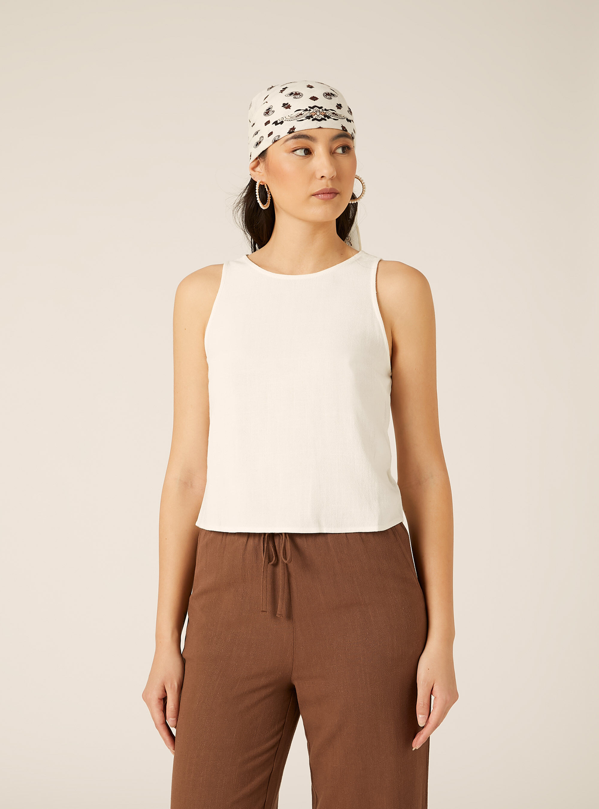 Canotta basic in misto lino