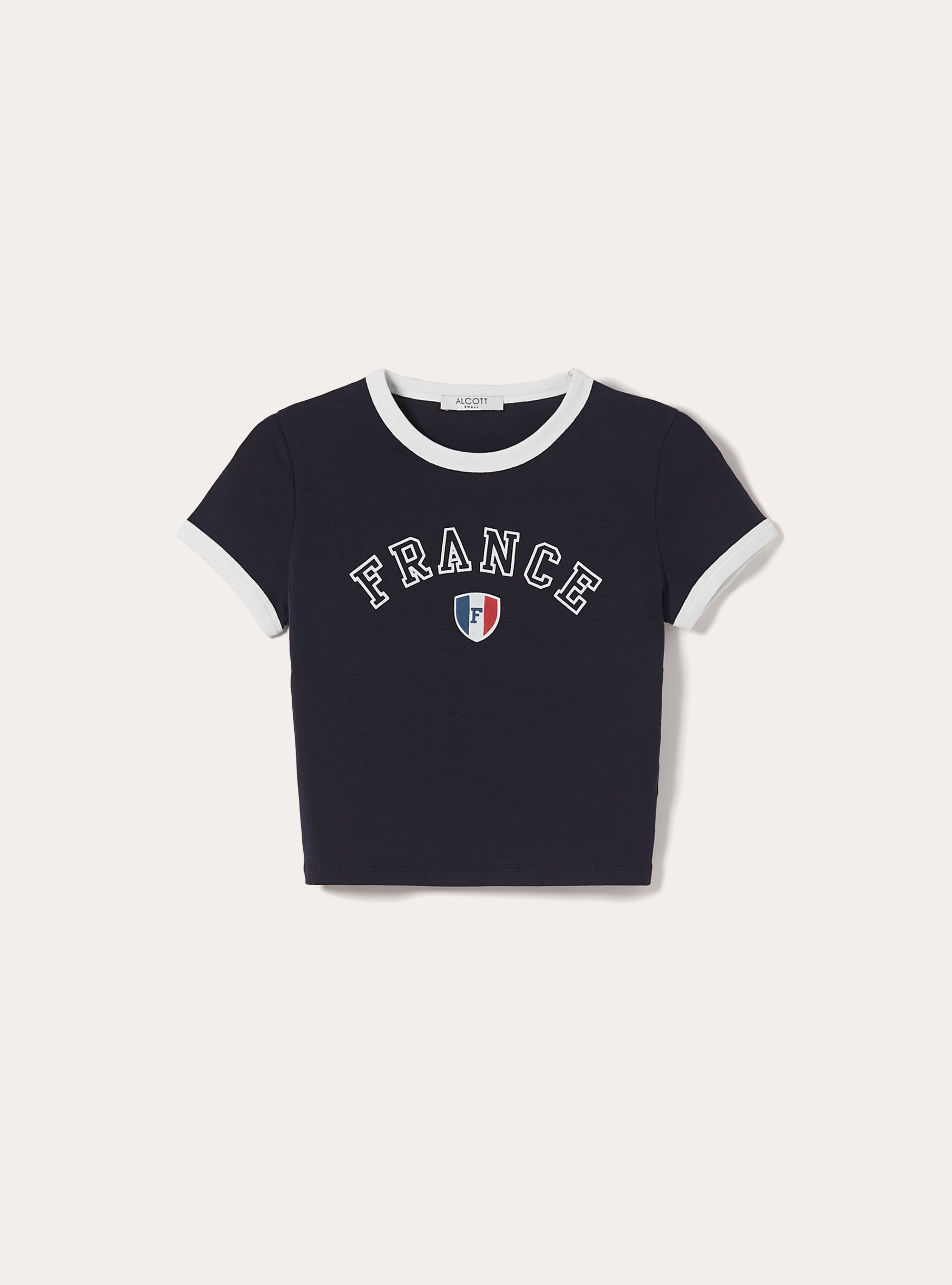 T-shirt crop con stampa calcio mondiali, NA2 NAVY MEDIUM