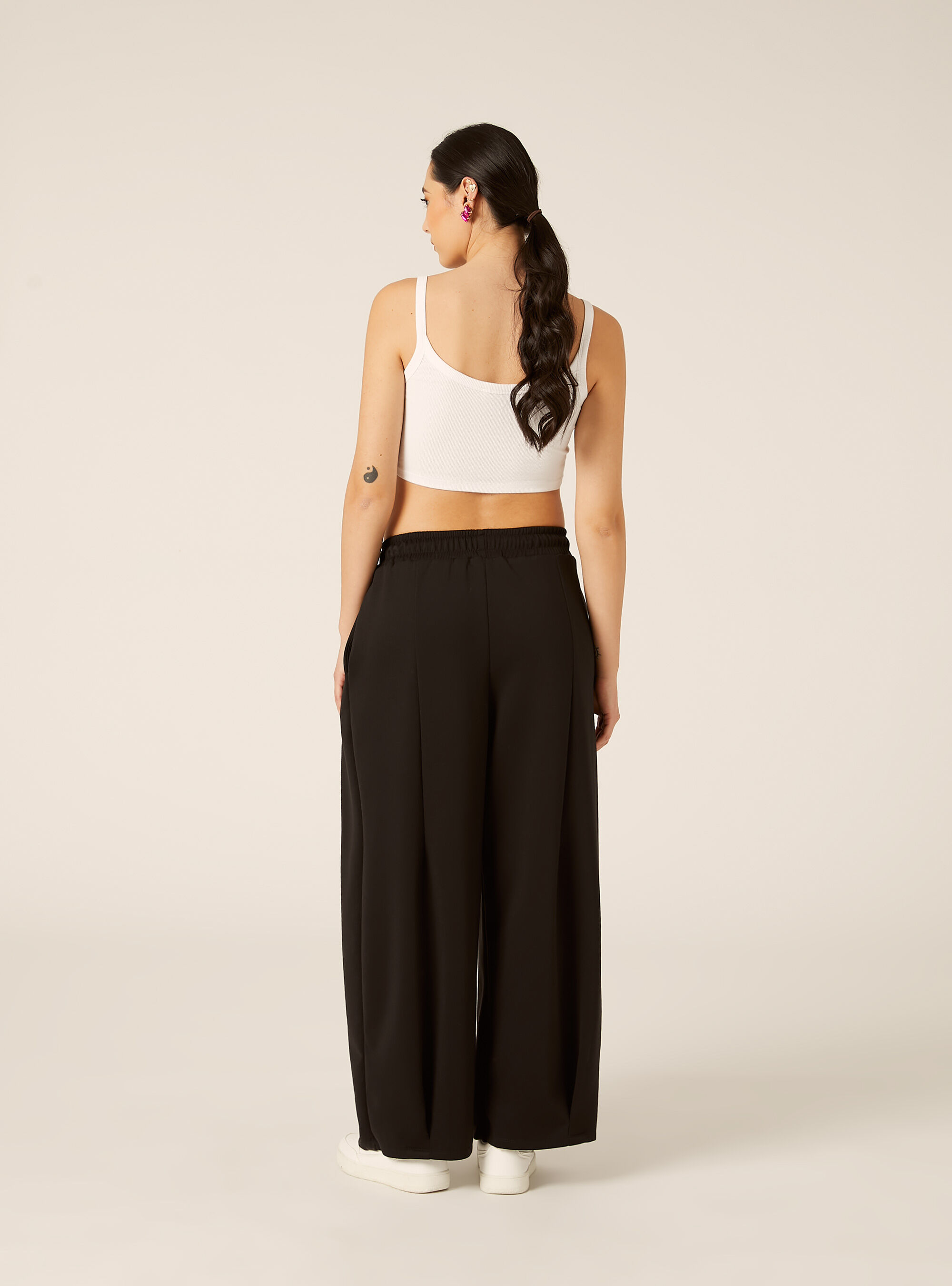 Pantaloni in scuba barrel fit, BK1 BLACK