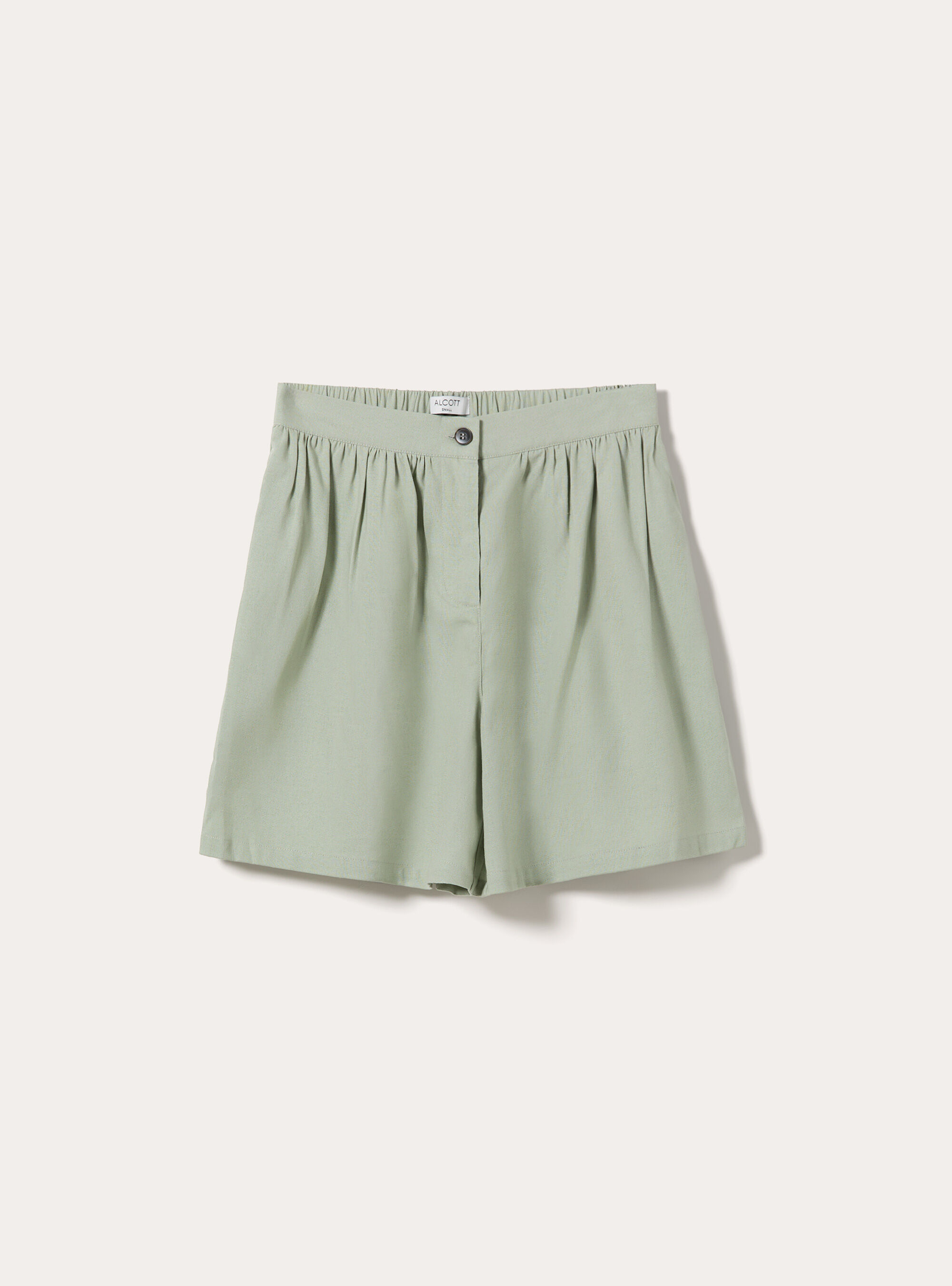 Wide-Leg Fluid Bermuda Shorts with Pleat Details, SG3 SAGE LIGHT