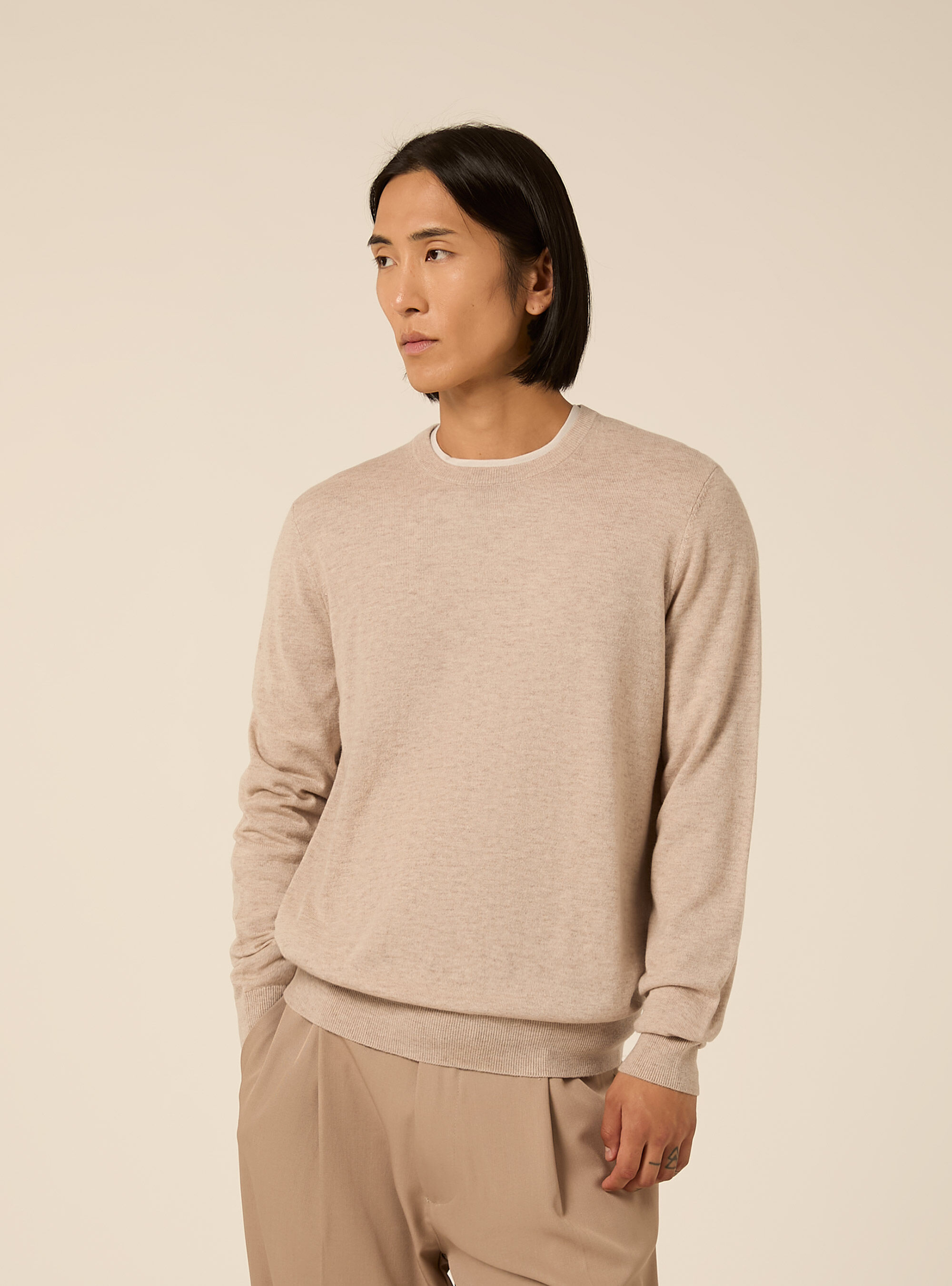 Wool and cashmere blend crewneck jumper
