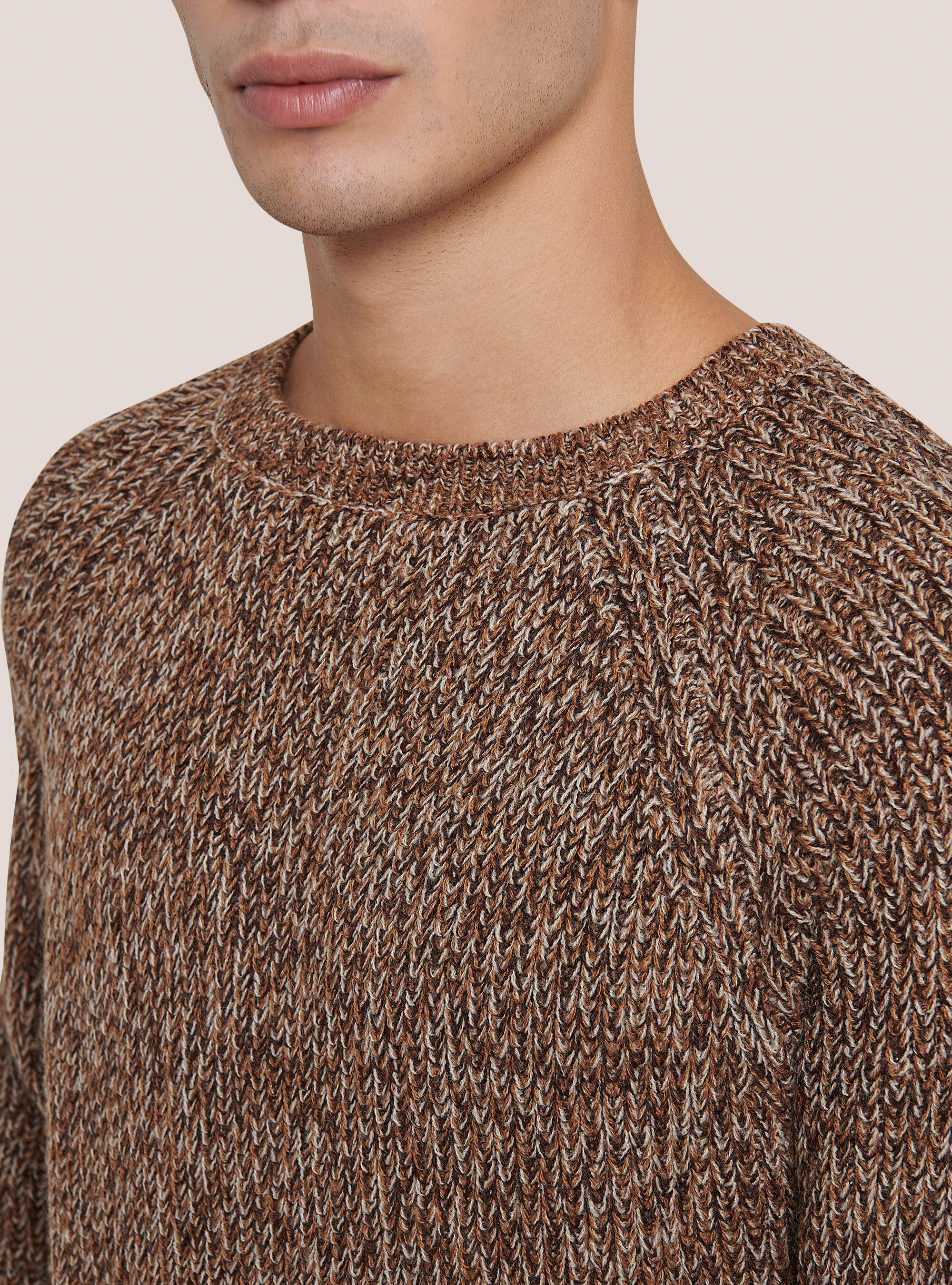 Pull &agrave; col ras du cou, C4513BEIGE/C513TOBAC/C3297BROW