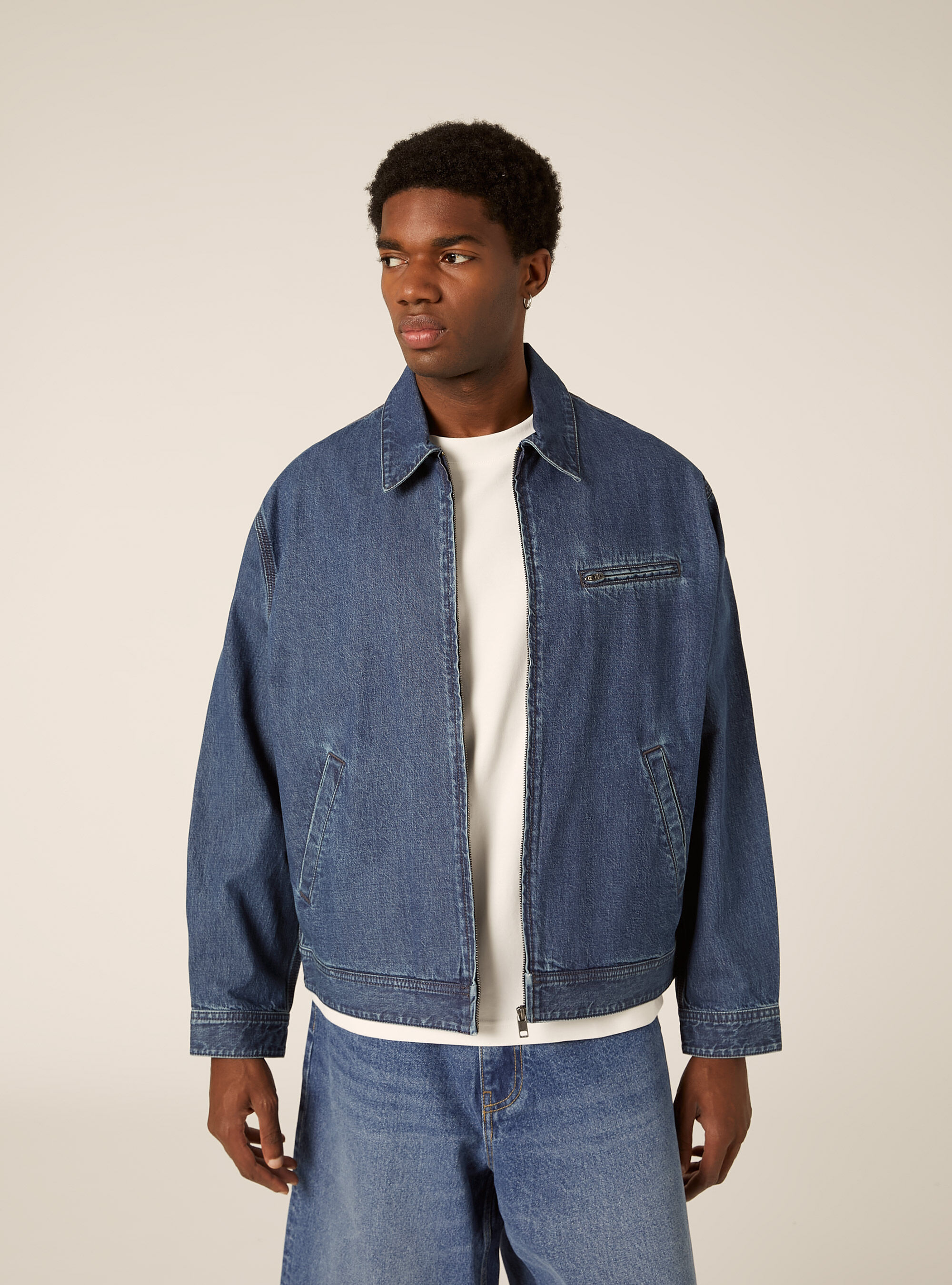 Giubbotto in denim con zip