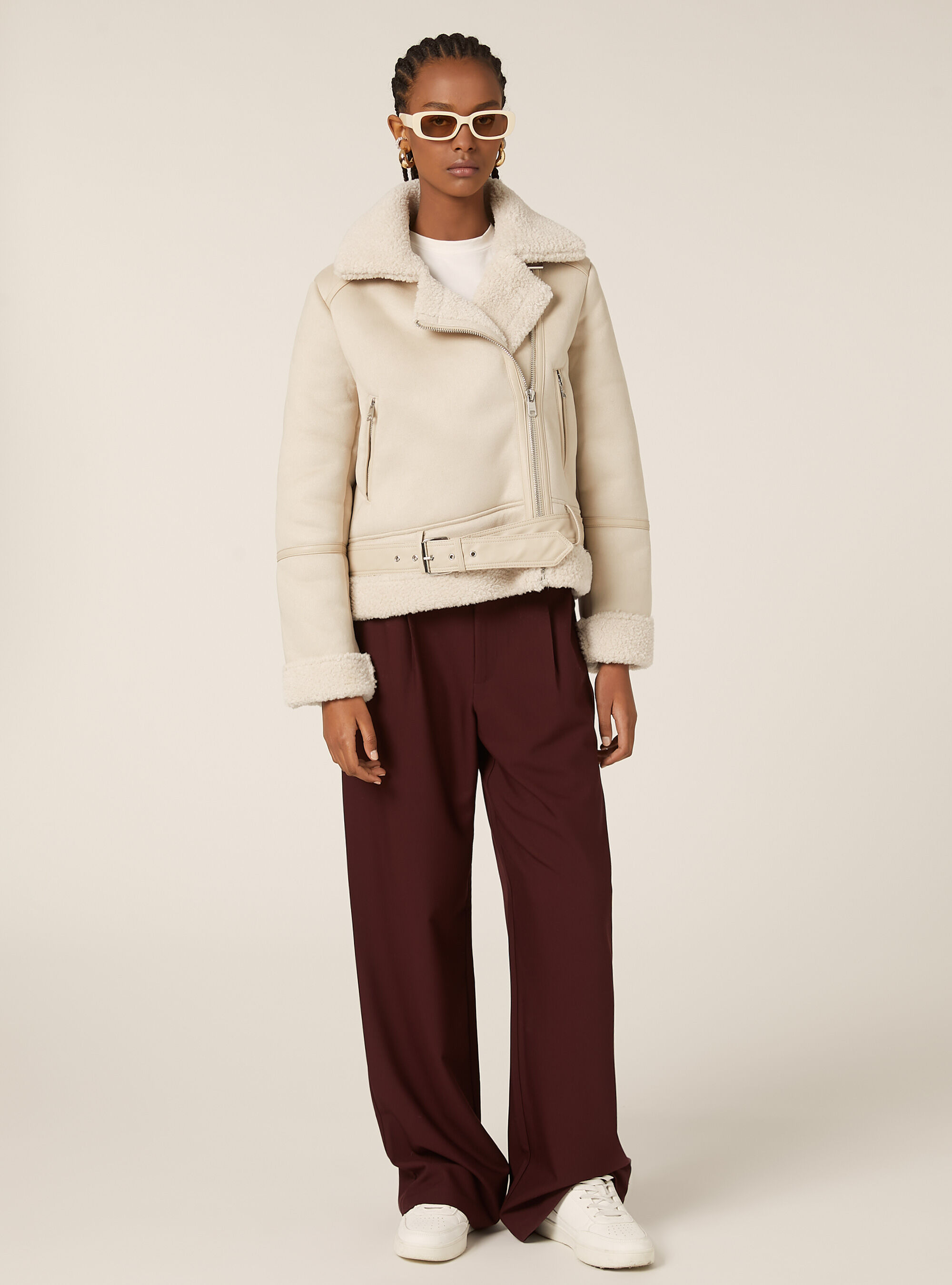 Giubbotto montone effetto camoscio