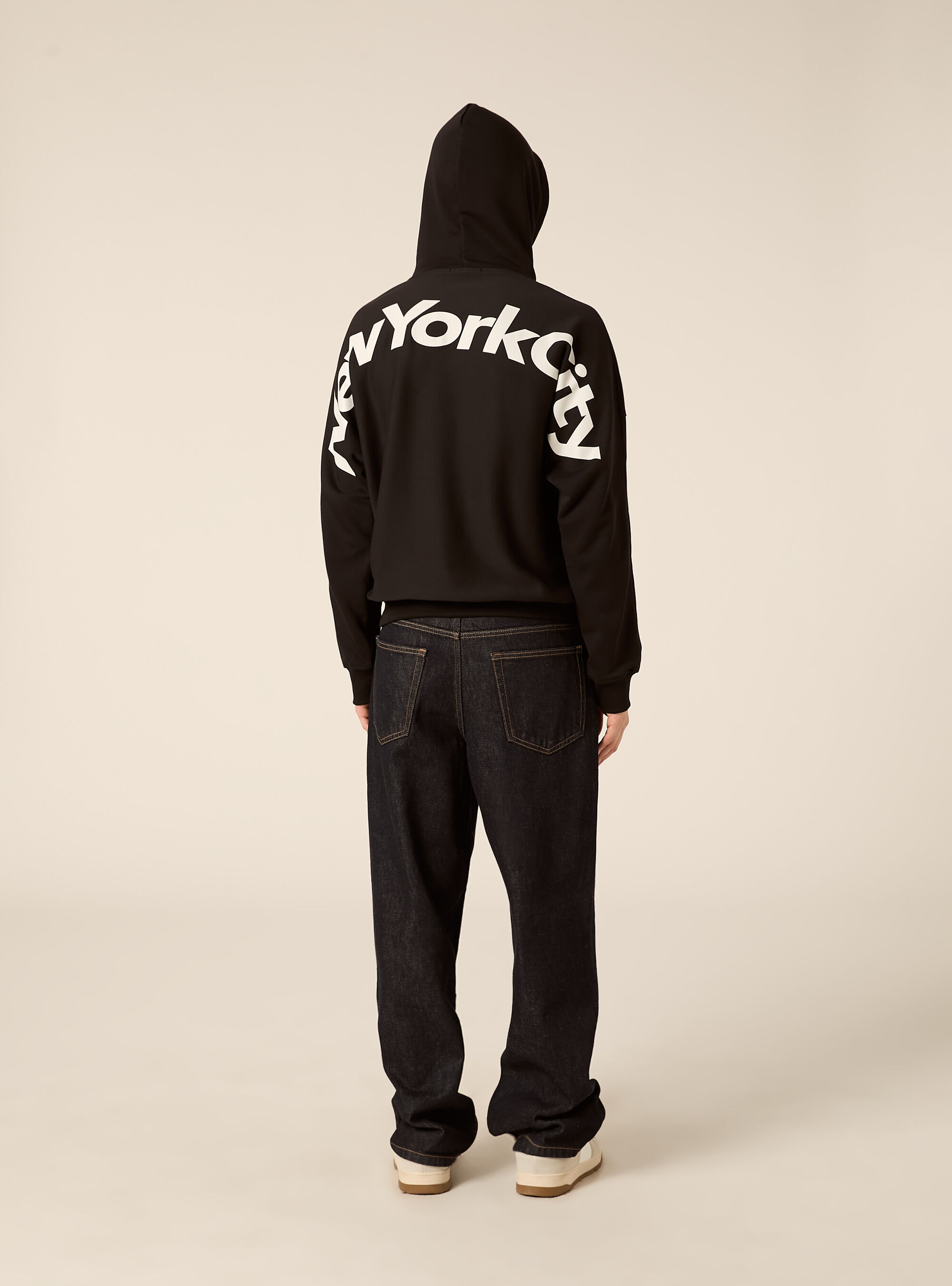 Felpa boxy con stampa puff, BK1 BLACK