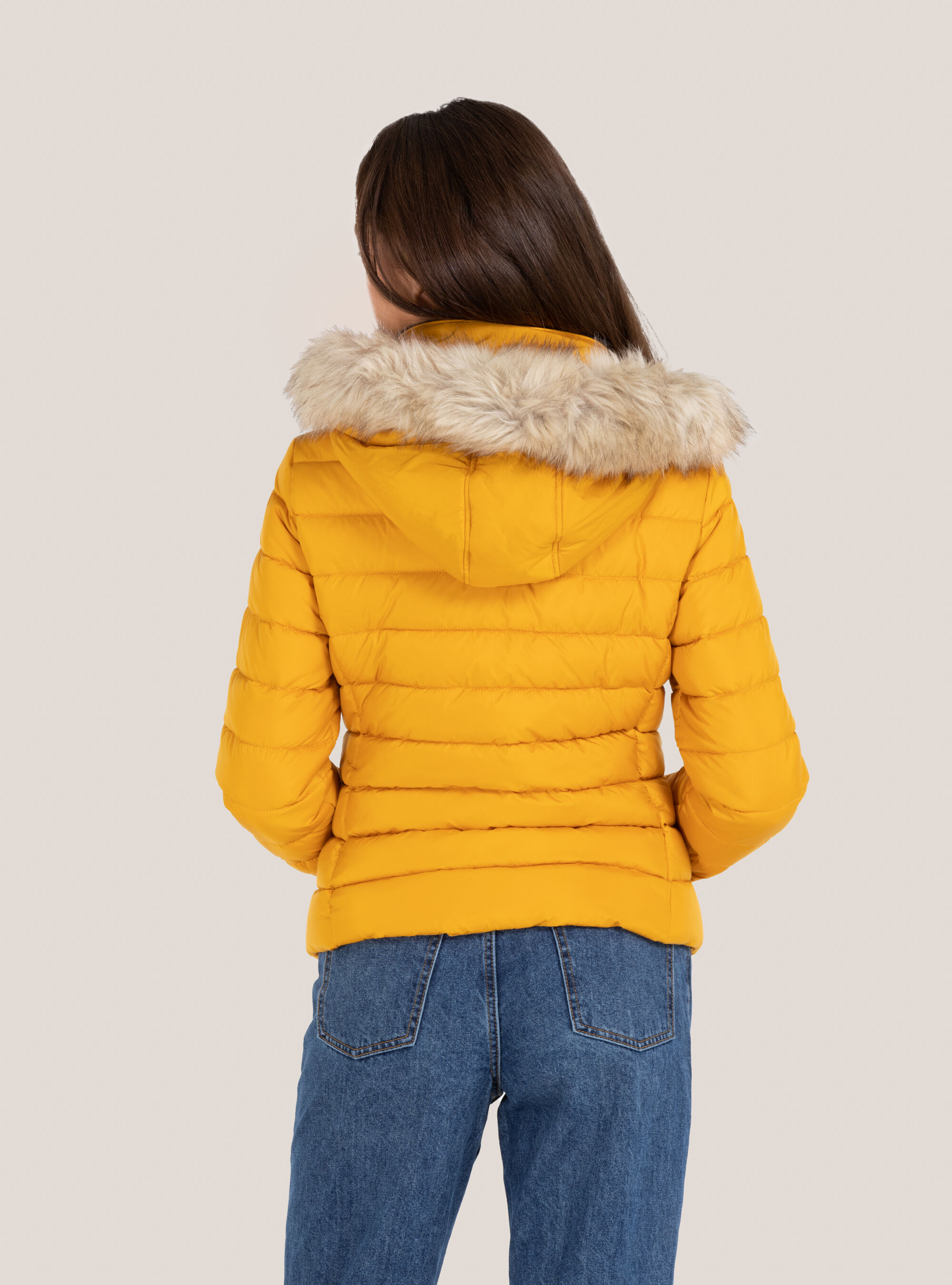 yellow fur collar