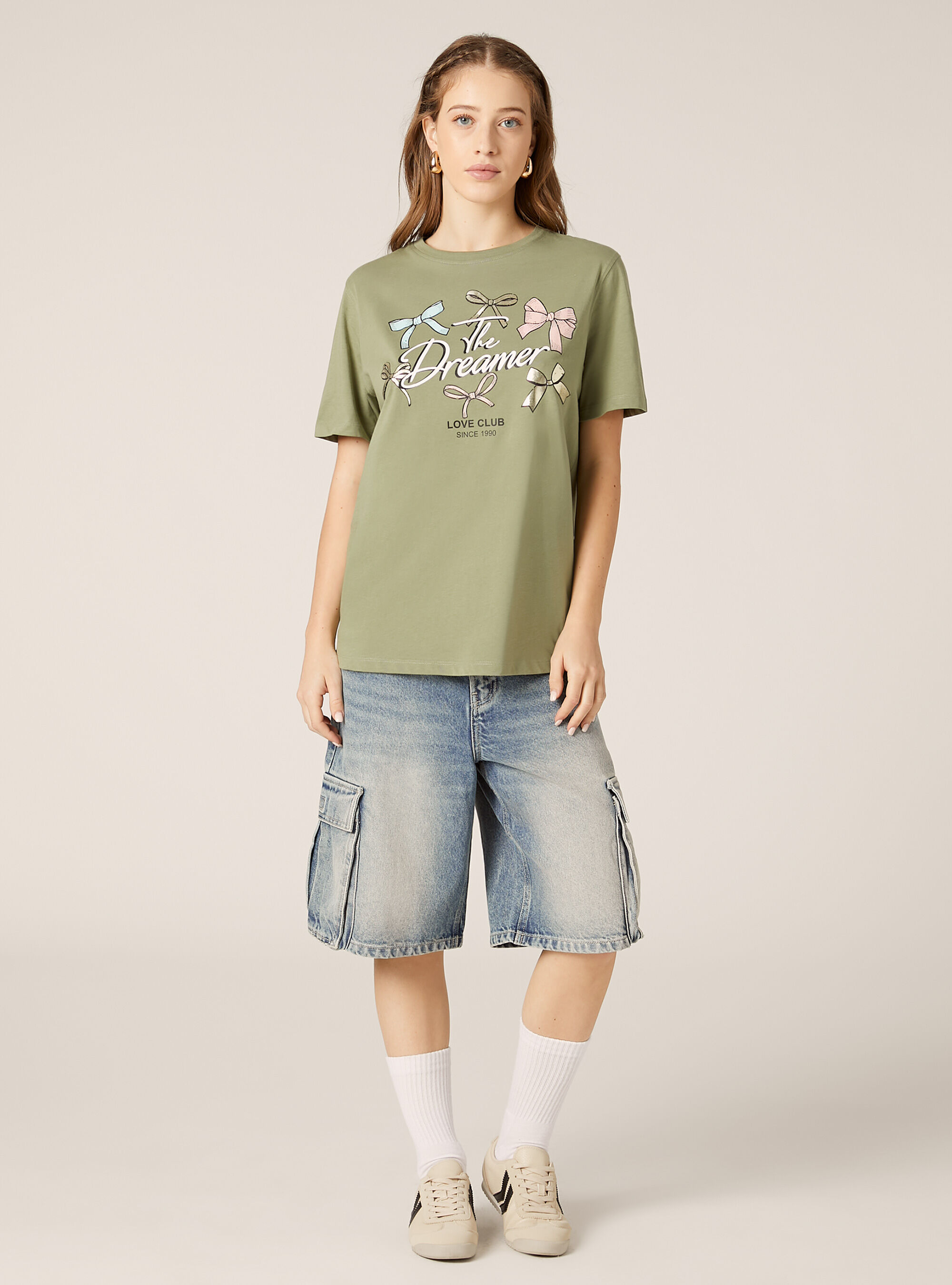 T-shirt with metallic print, KY2 KAKY MEDIUM