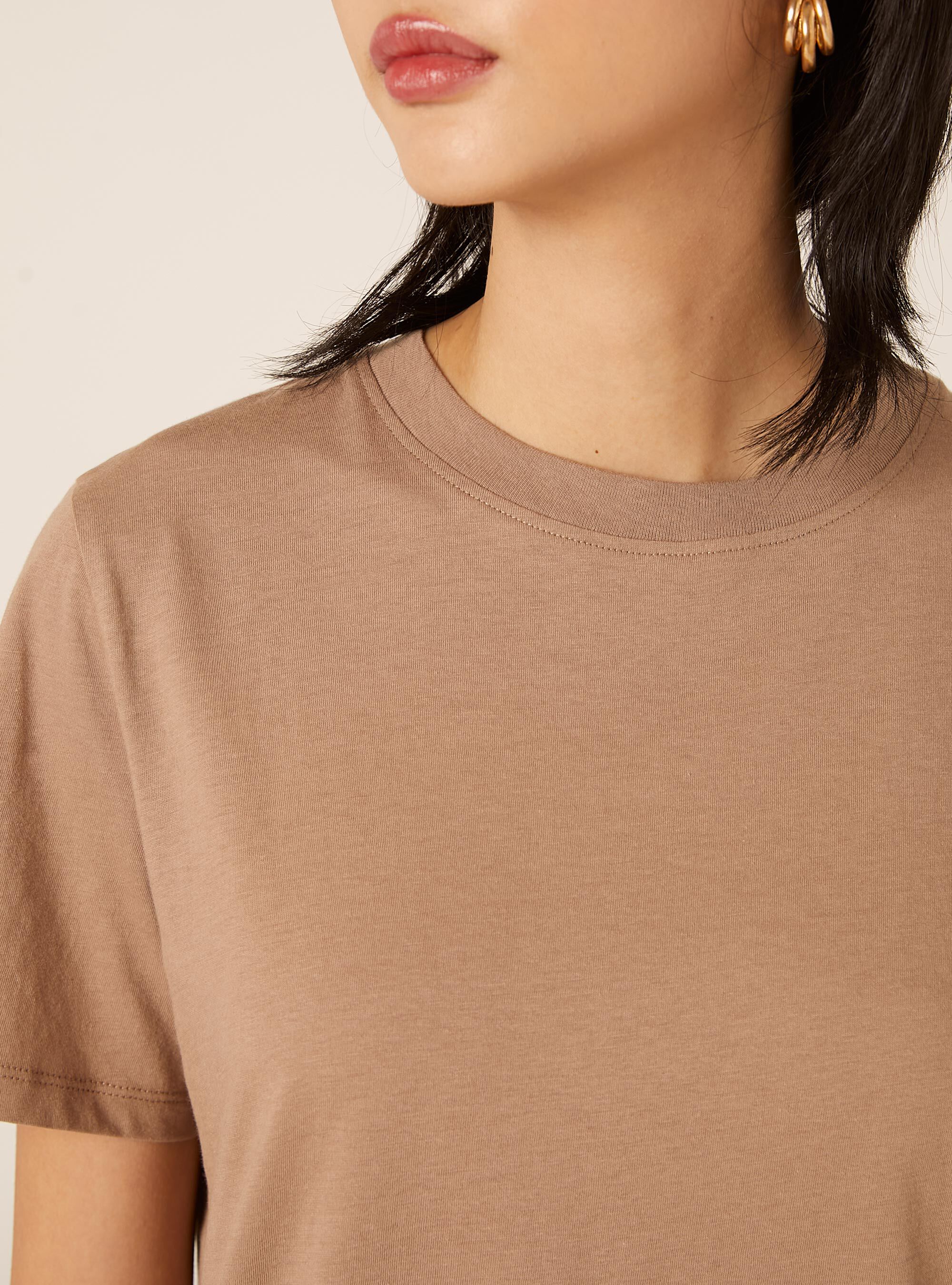 Cotton crew neck T-shirt, BR3 BROWN LIGHT