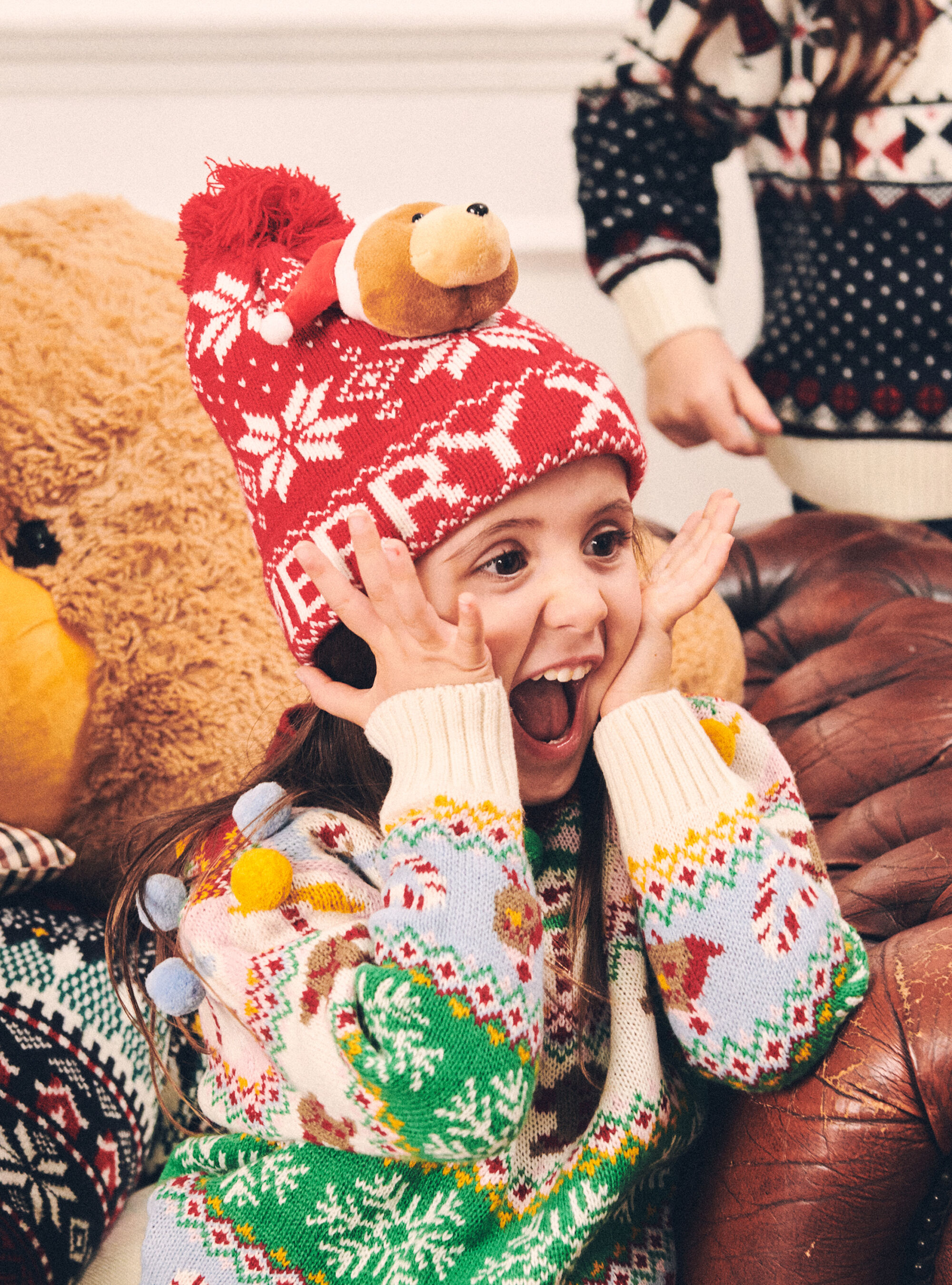 Christmas Family Collection hat with pom pom
