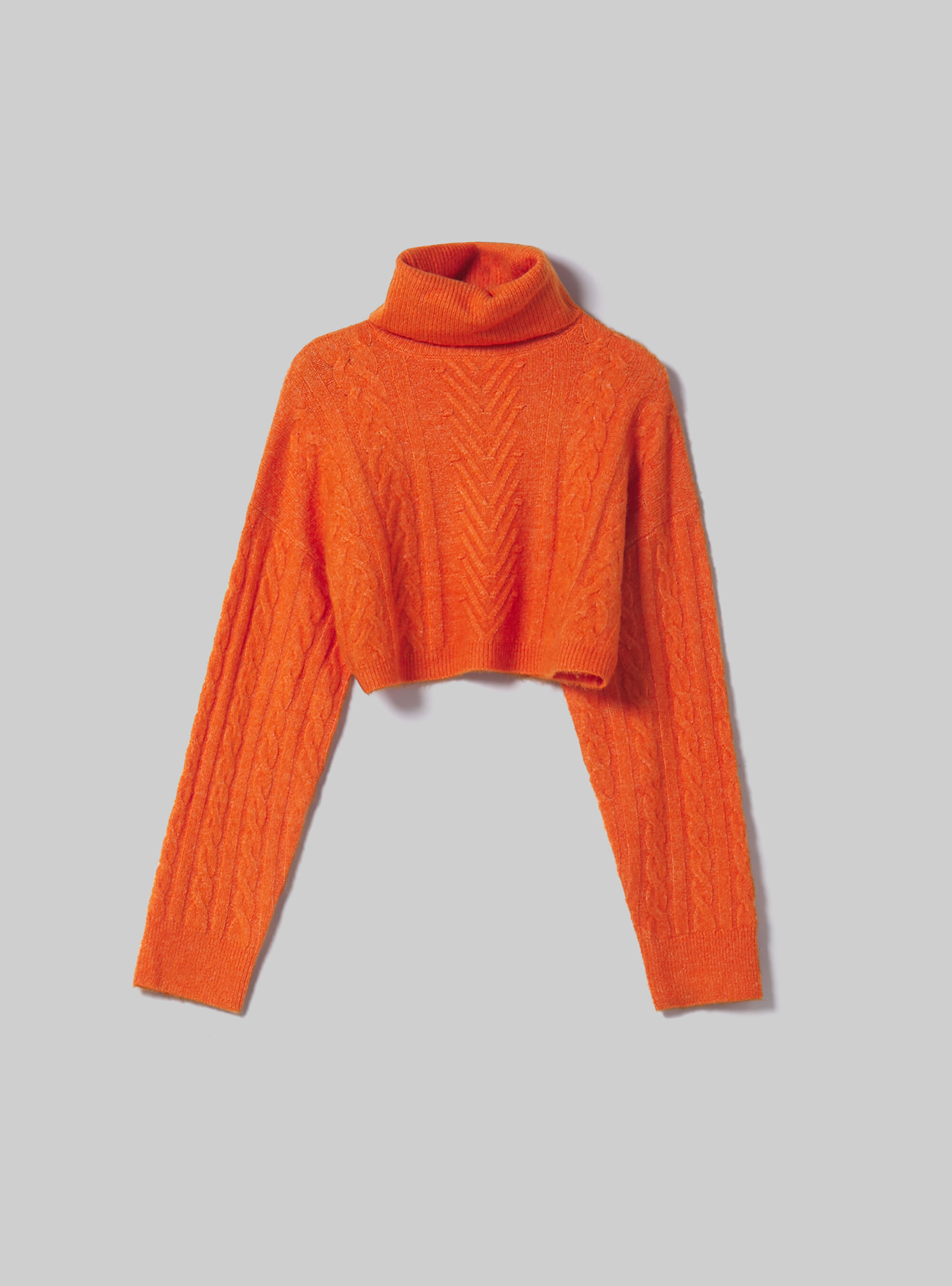 Orange turtleneck sweater top crop