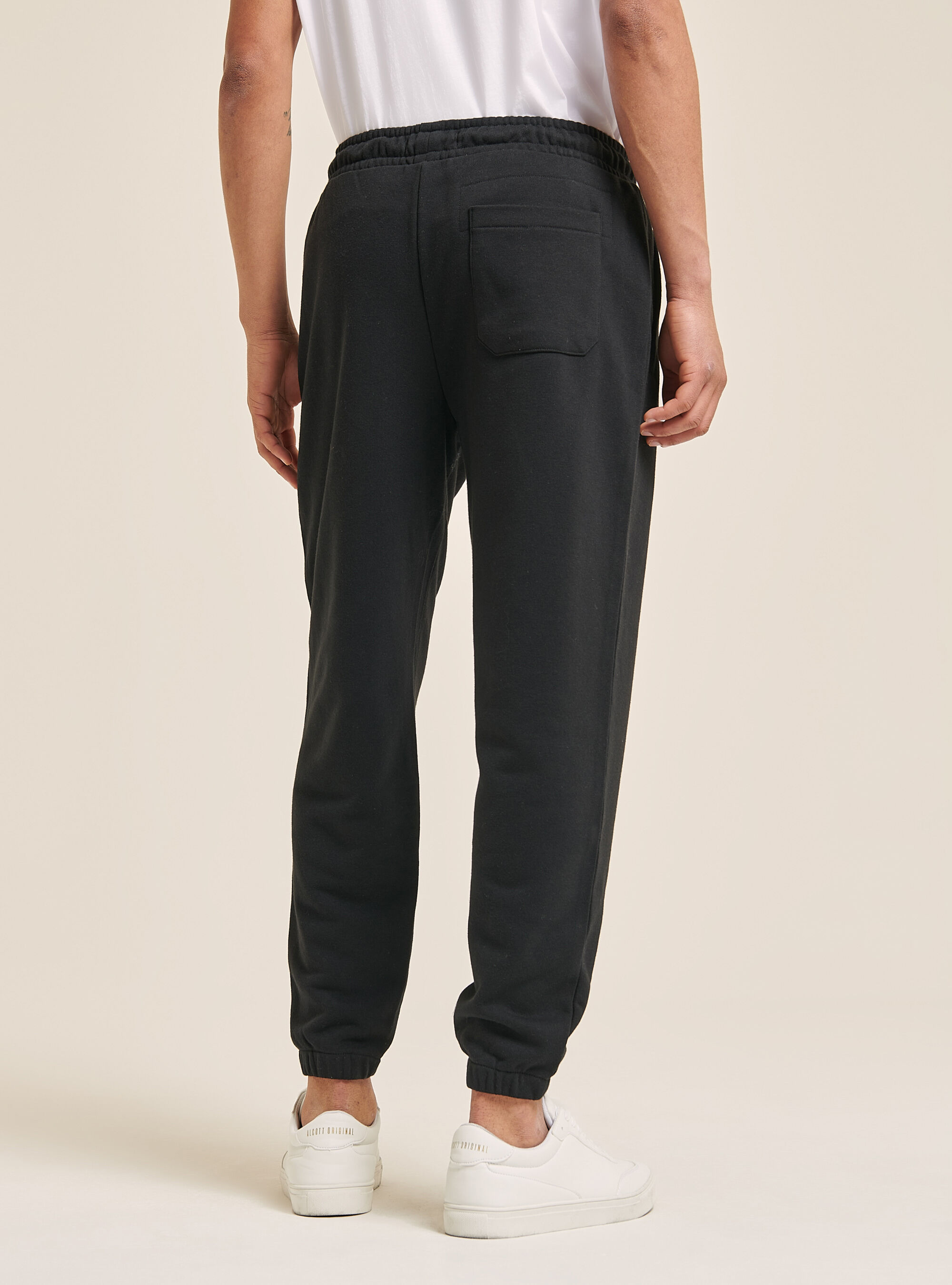 Pantalons jogger basic en tissu de sweatshirt avec coulisse, C101 BLACK