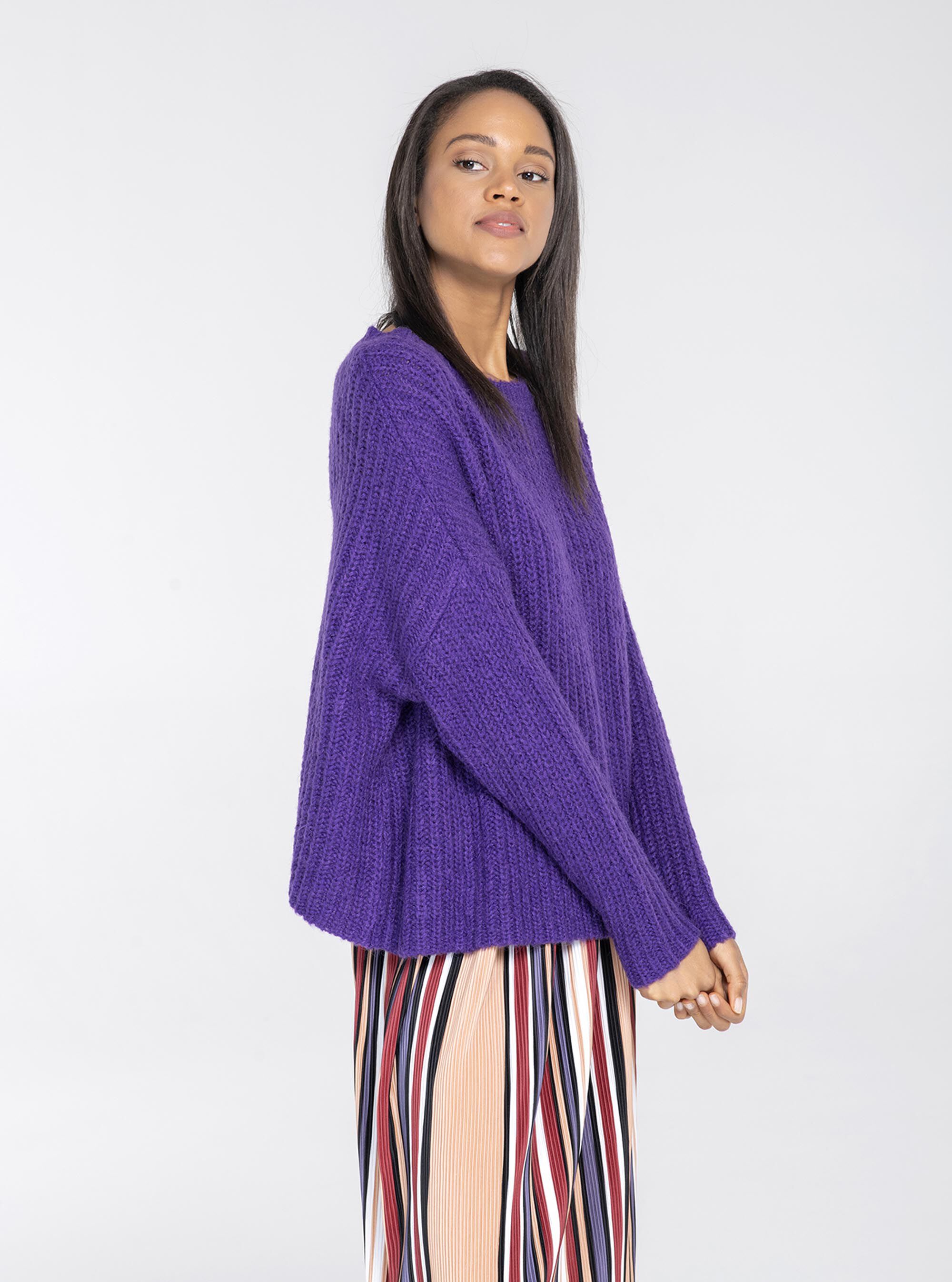 Pullover fondo tagliato, C4414 VIOLET