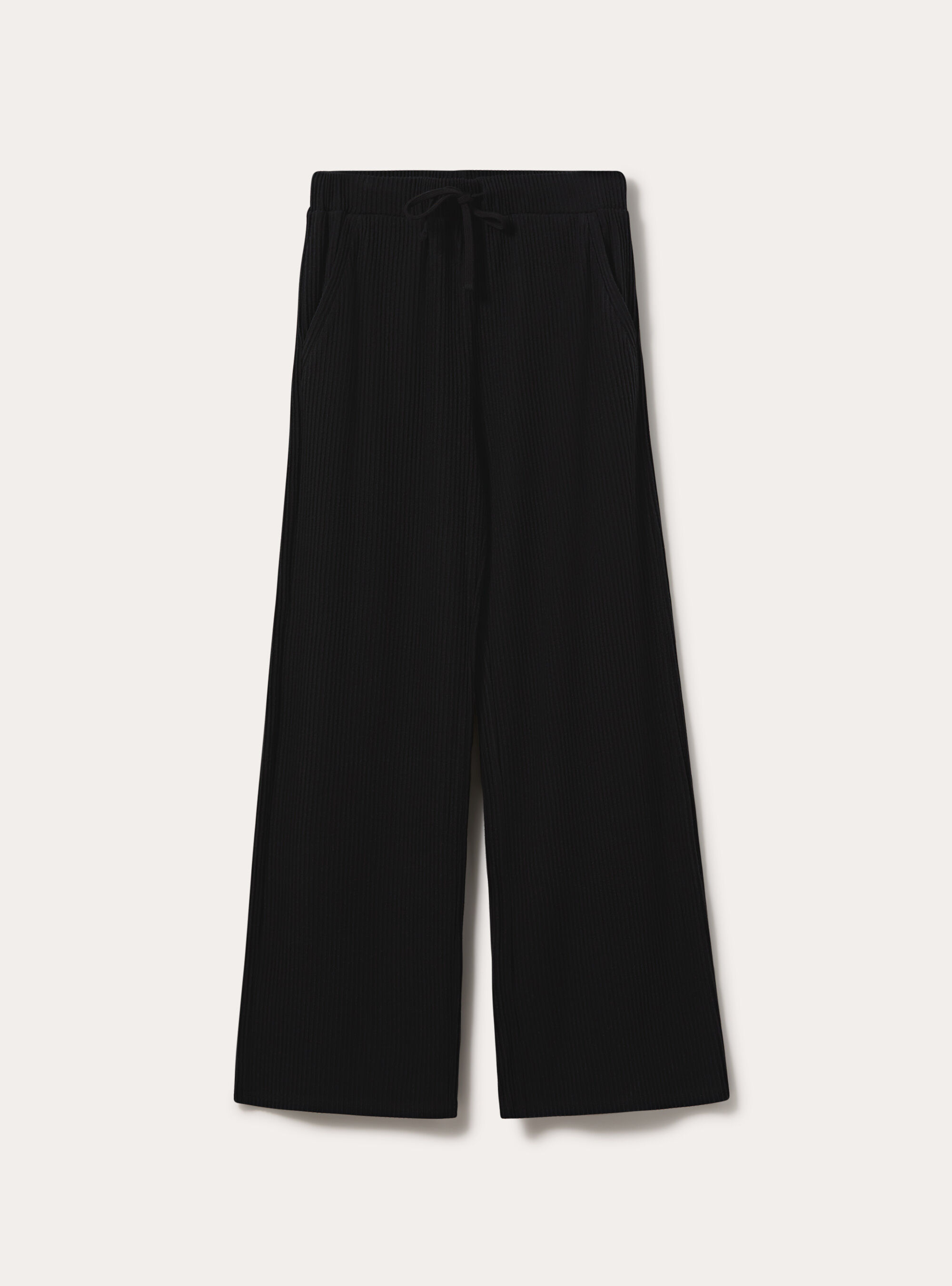 Jogger wide leg a coste, BK1 BLACK