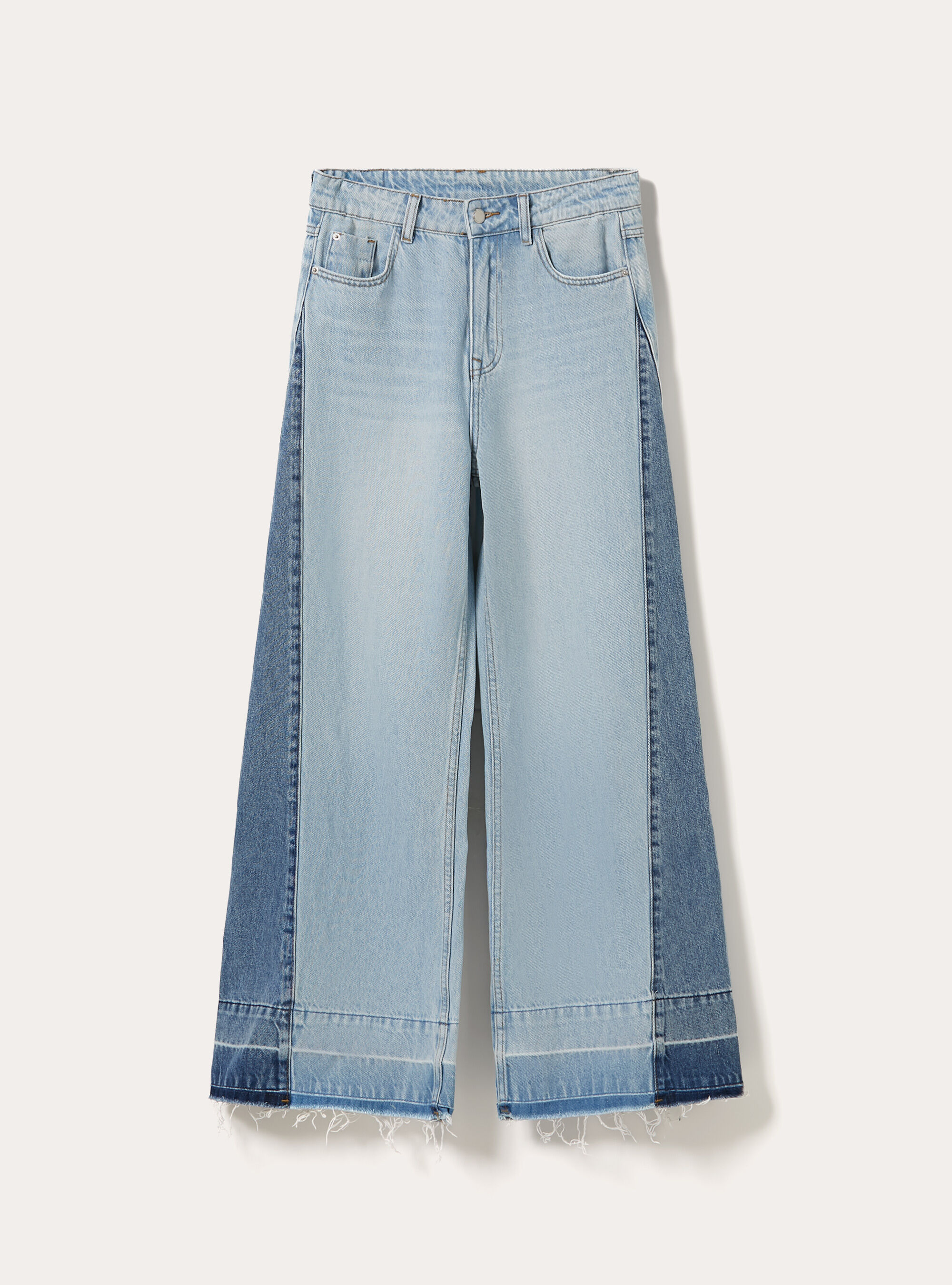 Patchwork Wide-Leg Jeans, D006 AZURE