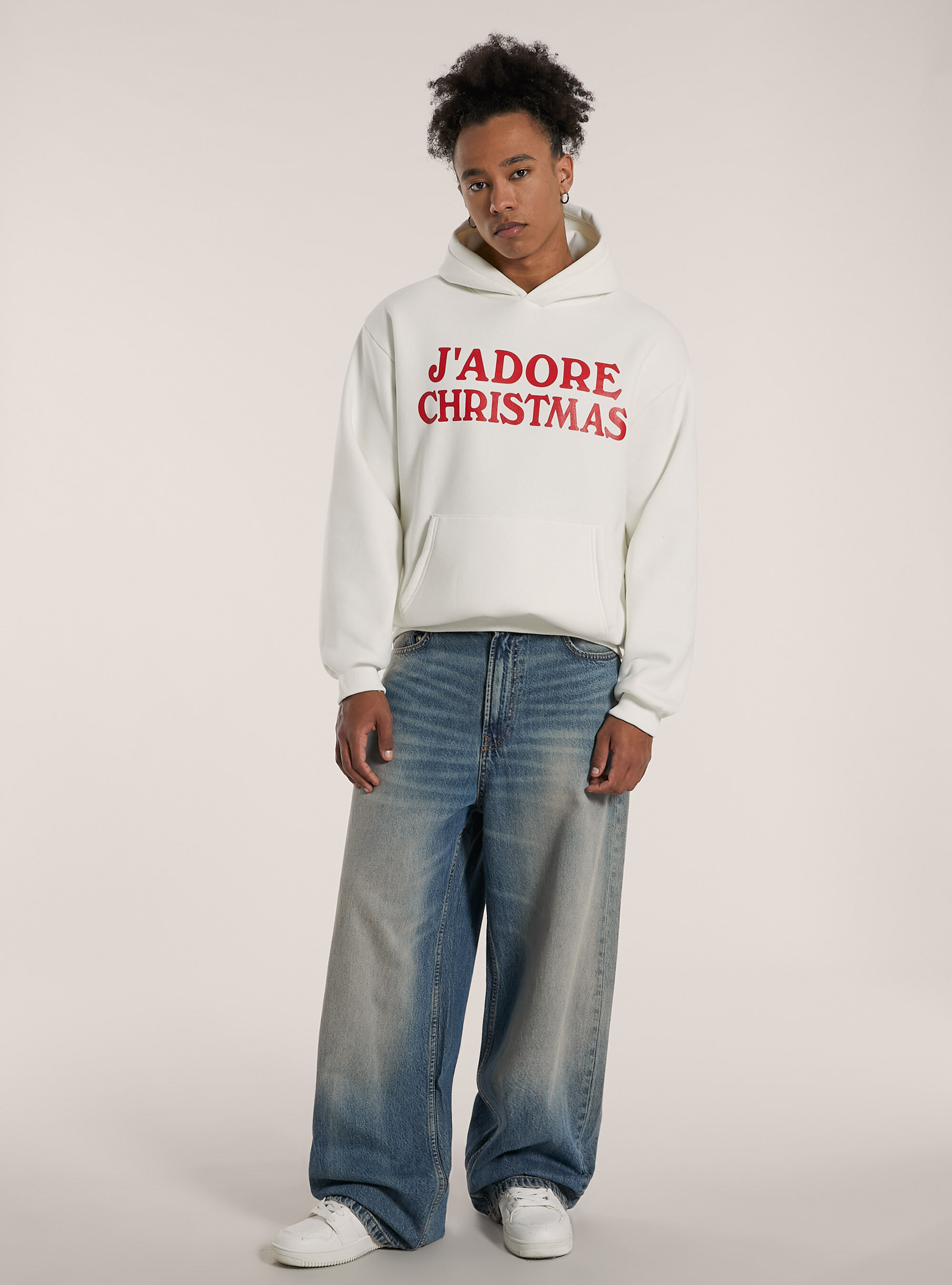 Felpa boxy fit con stampa J'adore Christmas