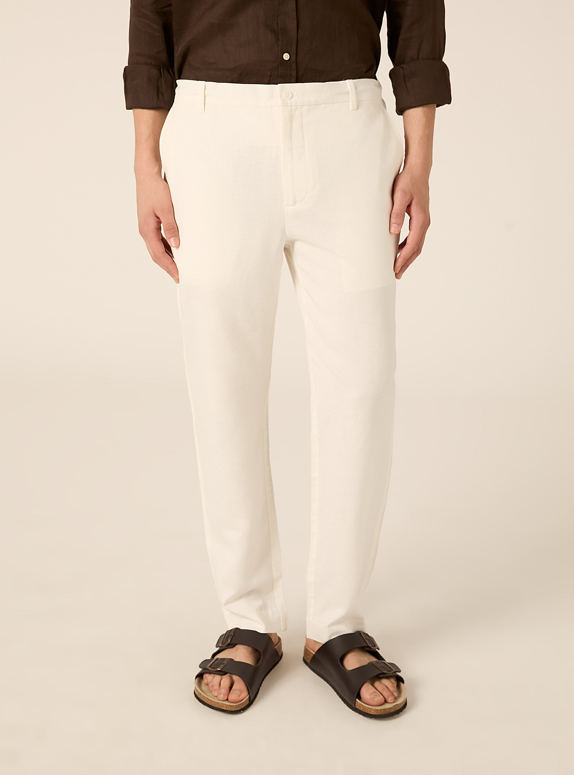 Pantaloni misto lino con coulisse interna