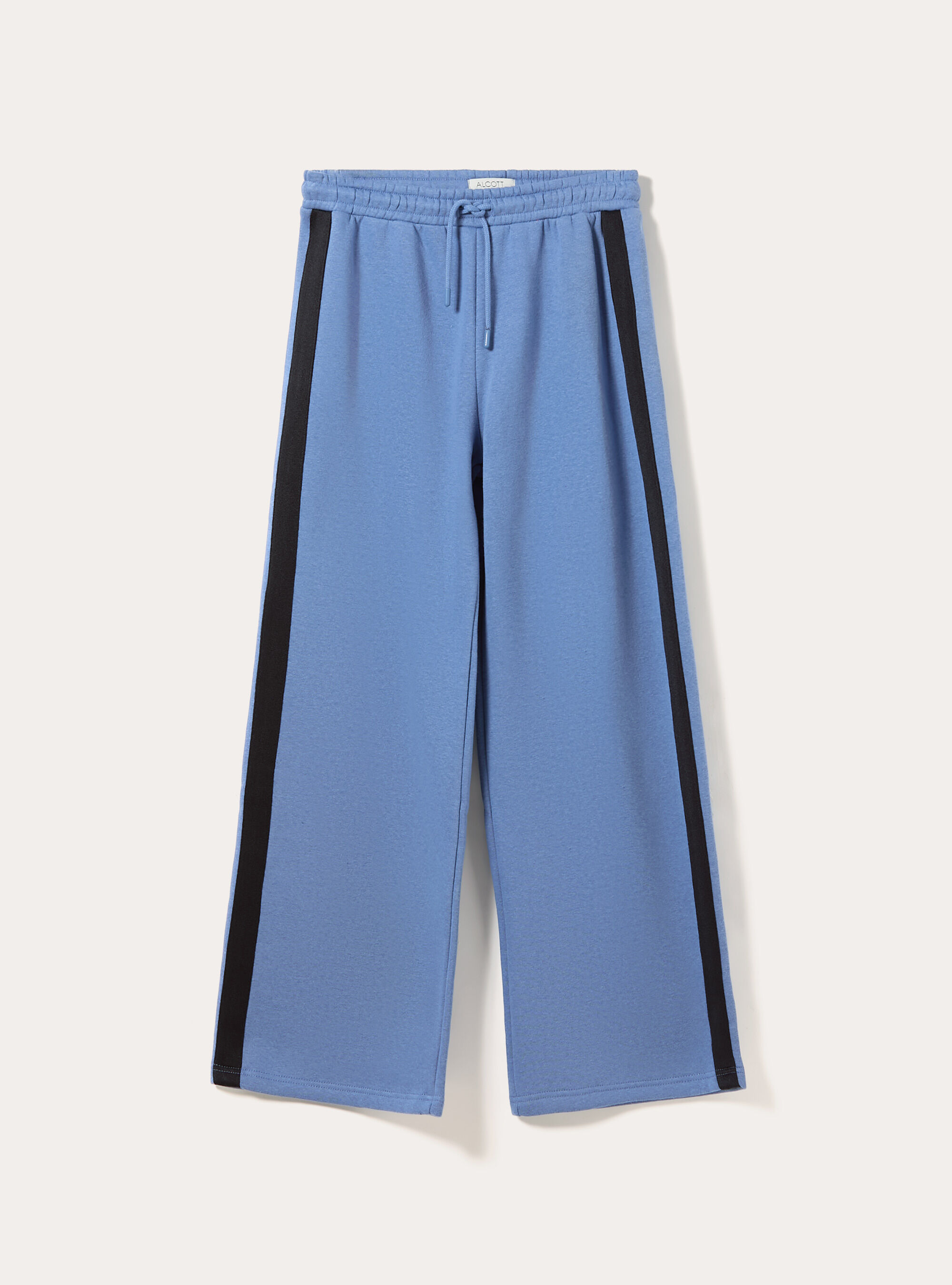 Pantaloni wide leg con bande laterali, AZ1 AZURE DARK