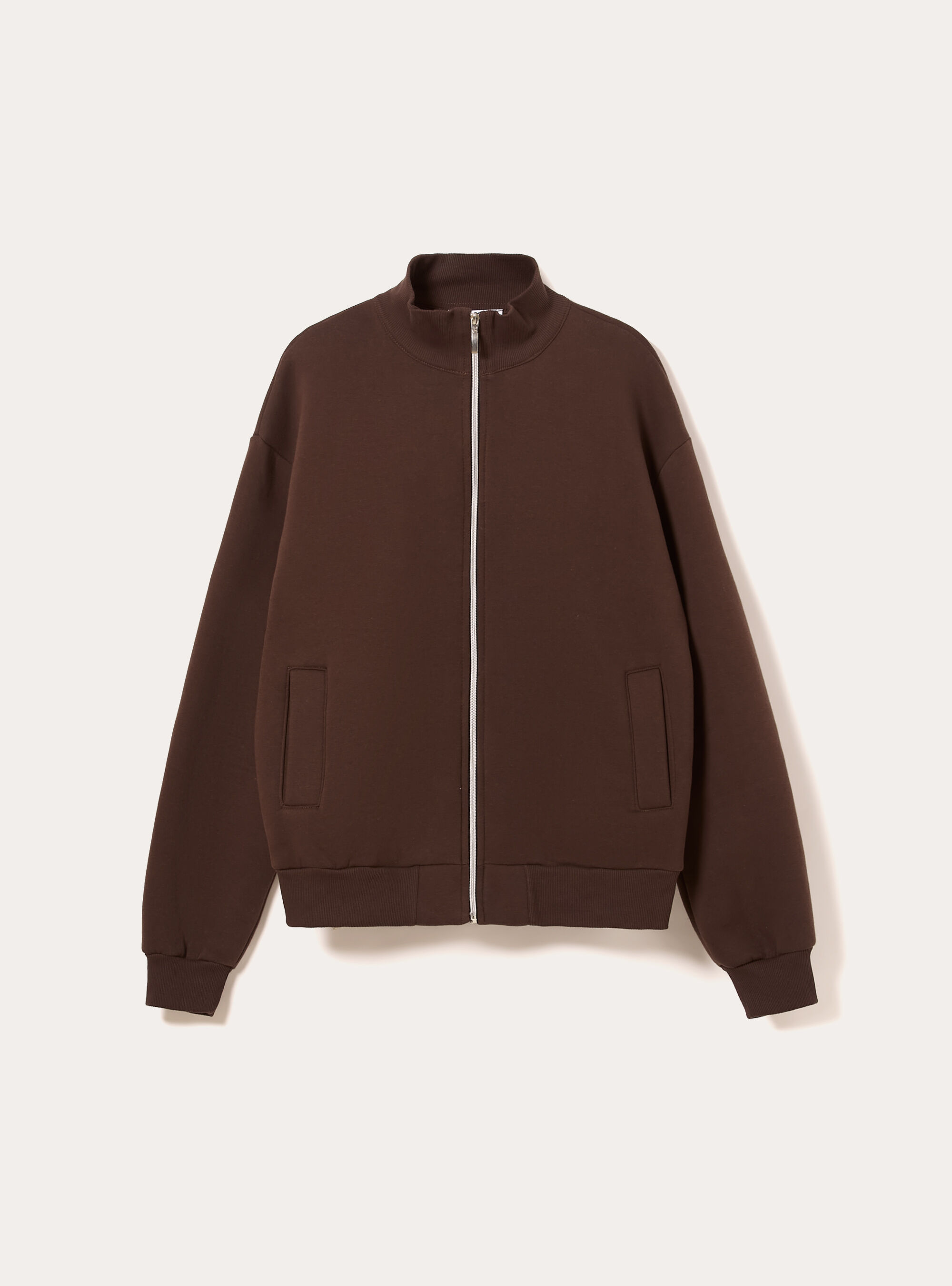 Cardigan con cerniera mezzocollo, BR1 BROWN DARK