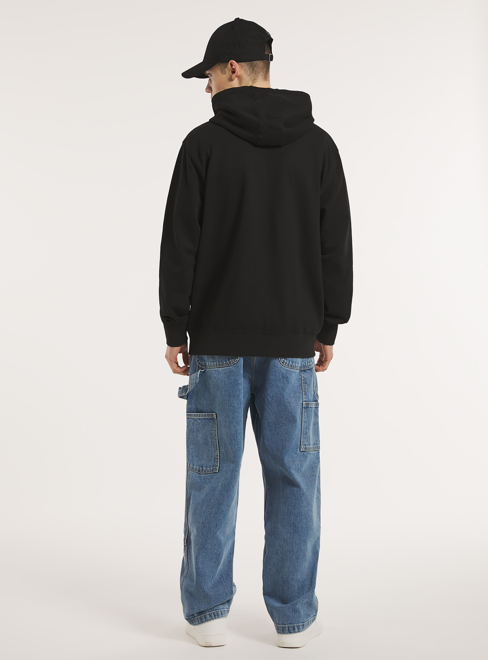 Cotton zip hoodie, BK1 BLACK