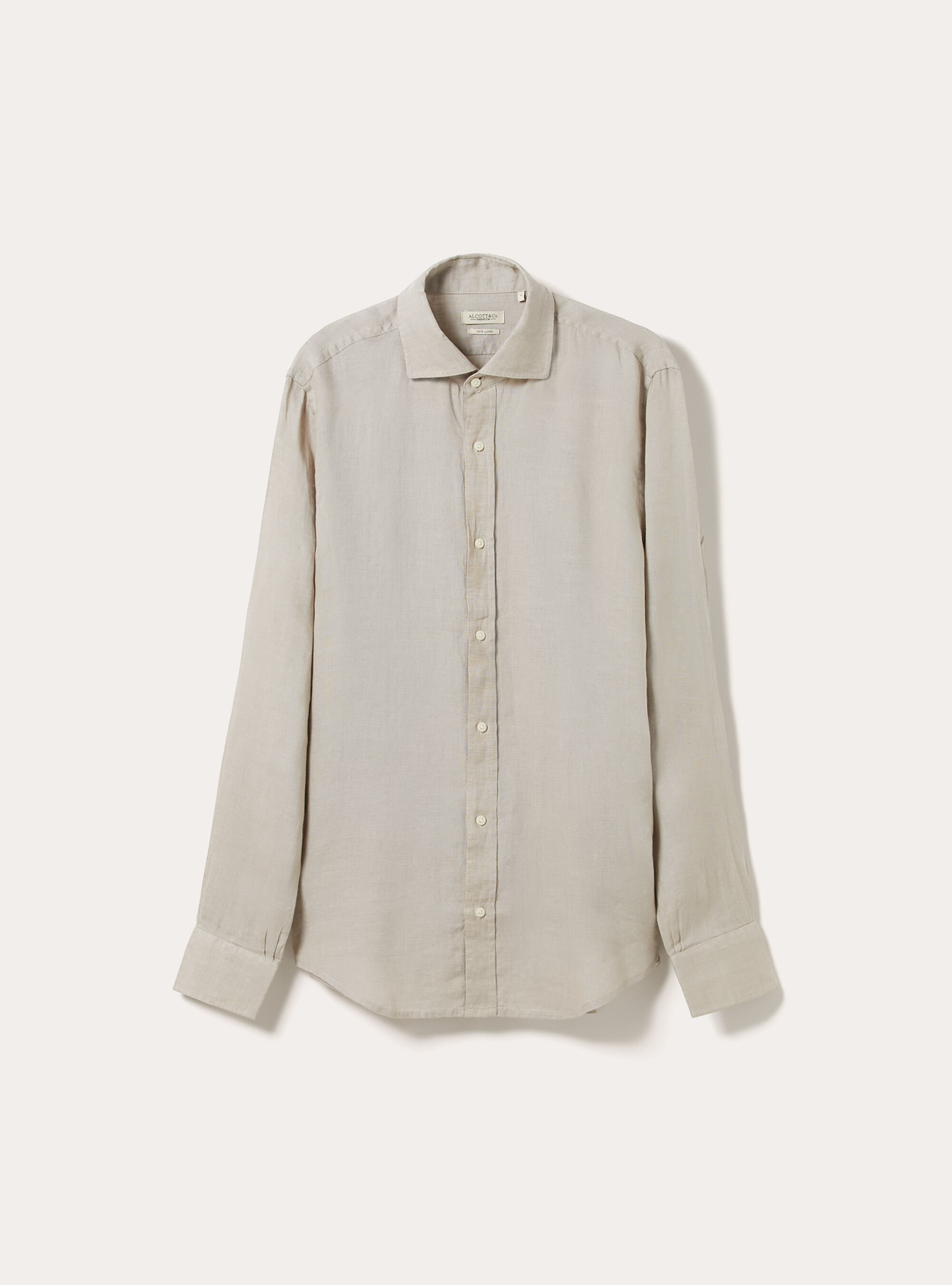 Camicia basica in lino, MBG2 BEIGE MEL MED