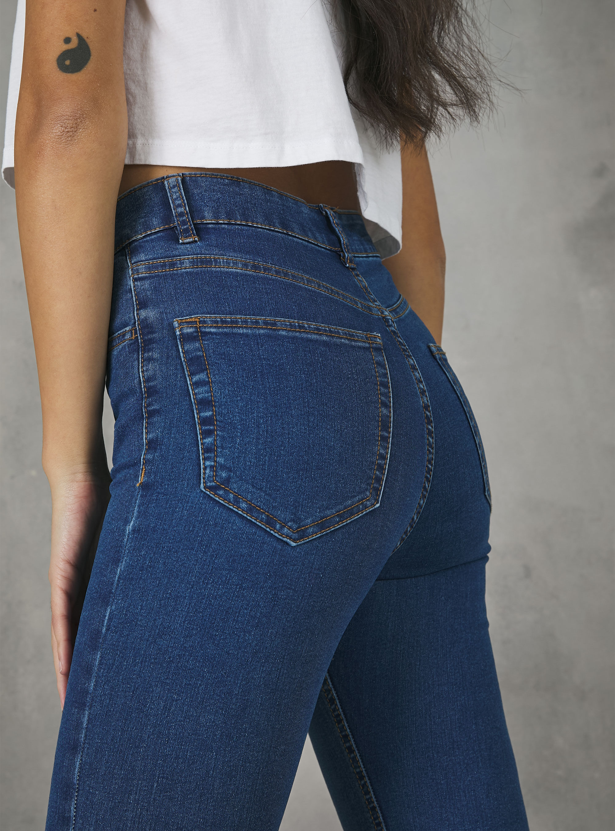 Skinny fit high waist jeans, D003 MEDIUM BLUE