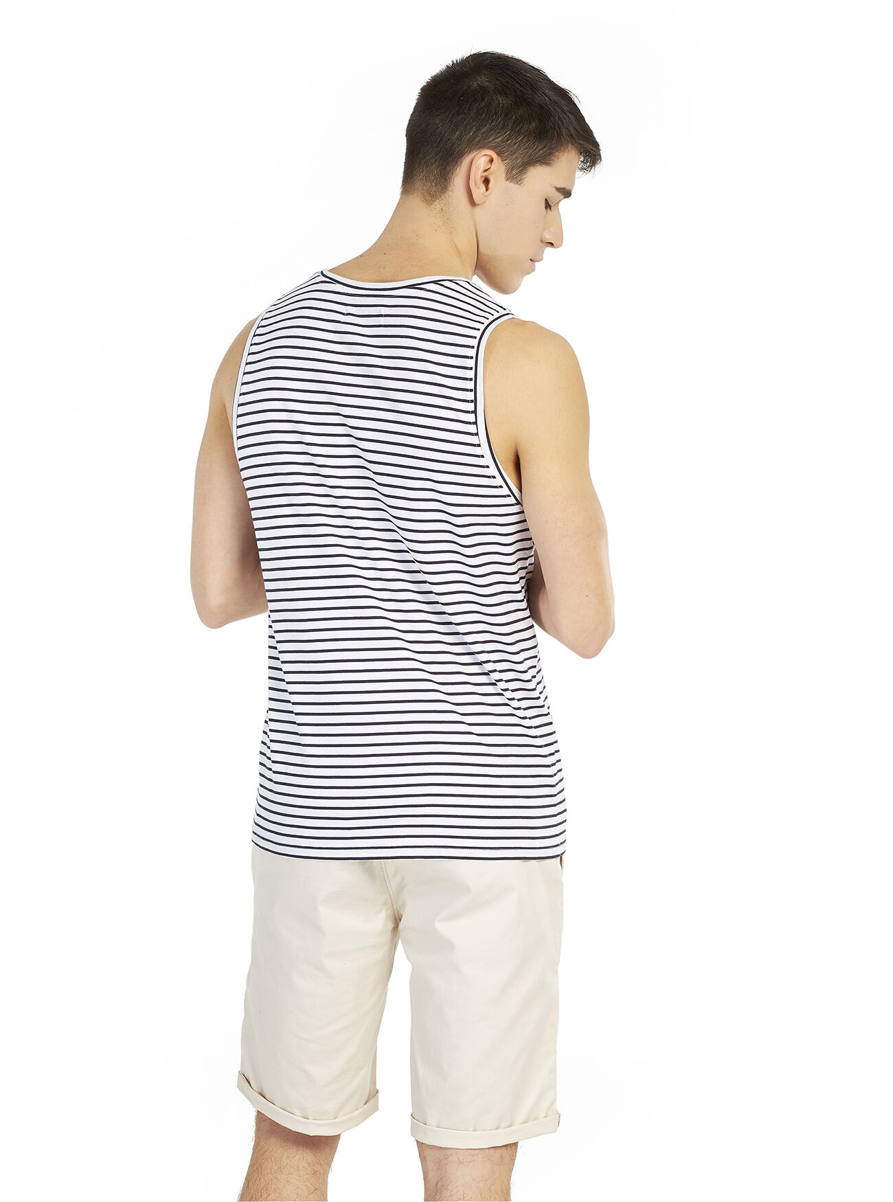 Canotta comfort fit con stampa a righe allover, WHITE