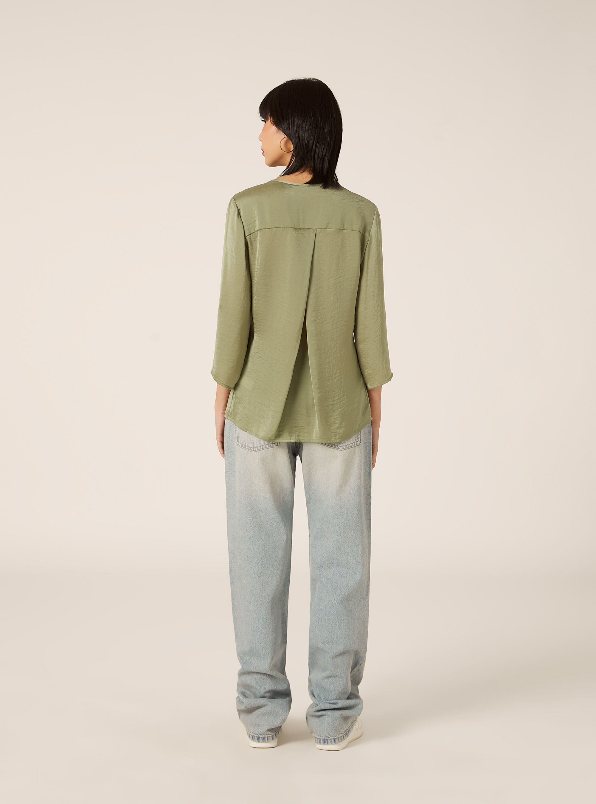 Plain neckline blouse, KY2 KAKY MEDIUM