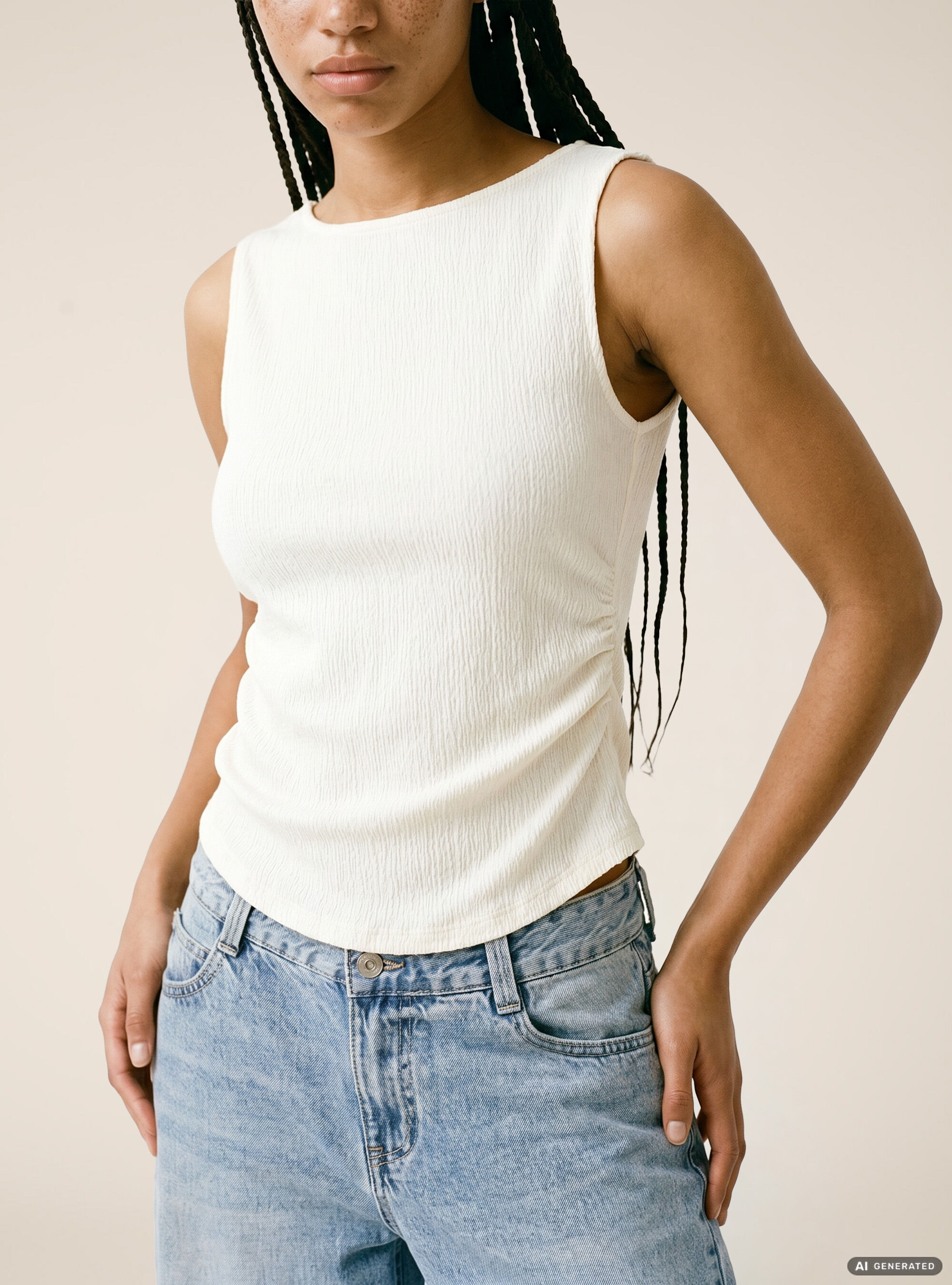 T-shirt maniche ad alette texturizzata, WH1 OFF WHITE