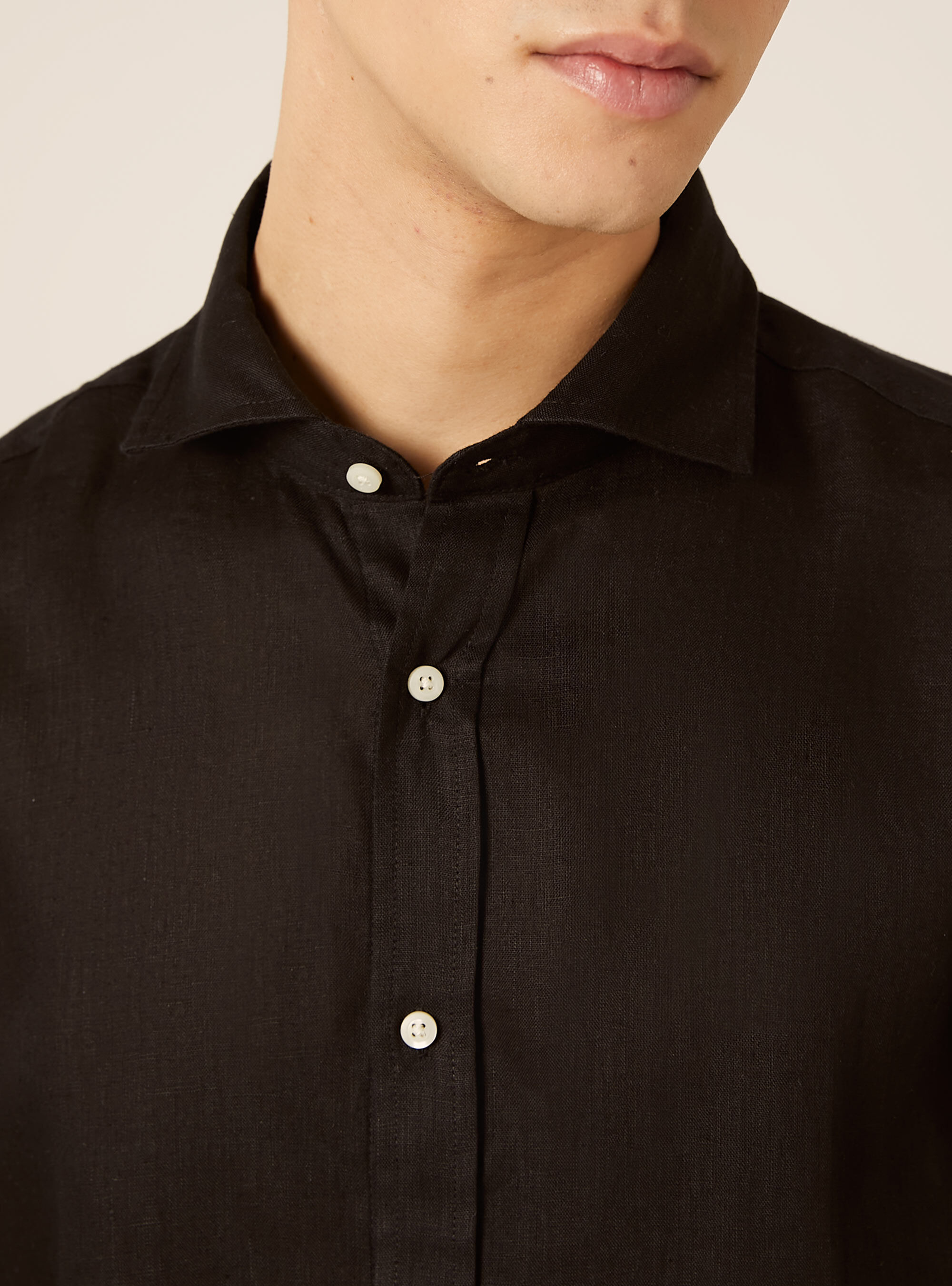 Camicia basica in lino, BK1 BLACK