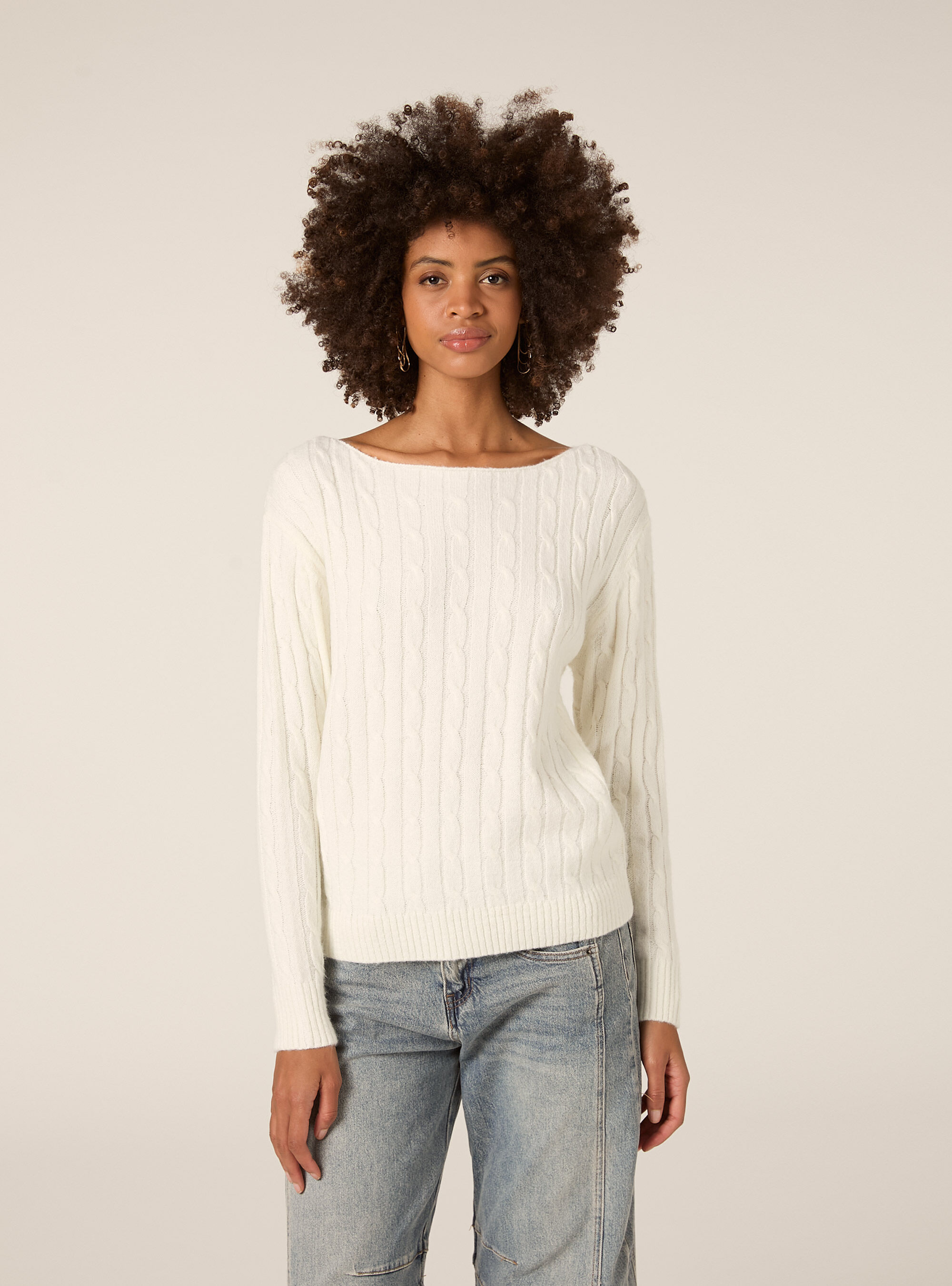 Pullover mit U-Boot-Ausschnitt, WH2 WHITE