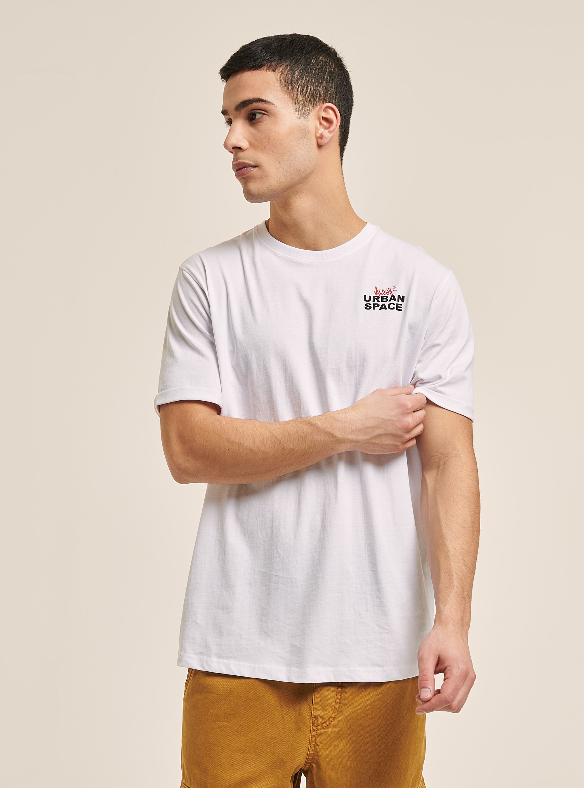 T-shirt with front and back graphic print, WHITE