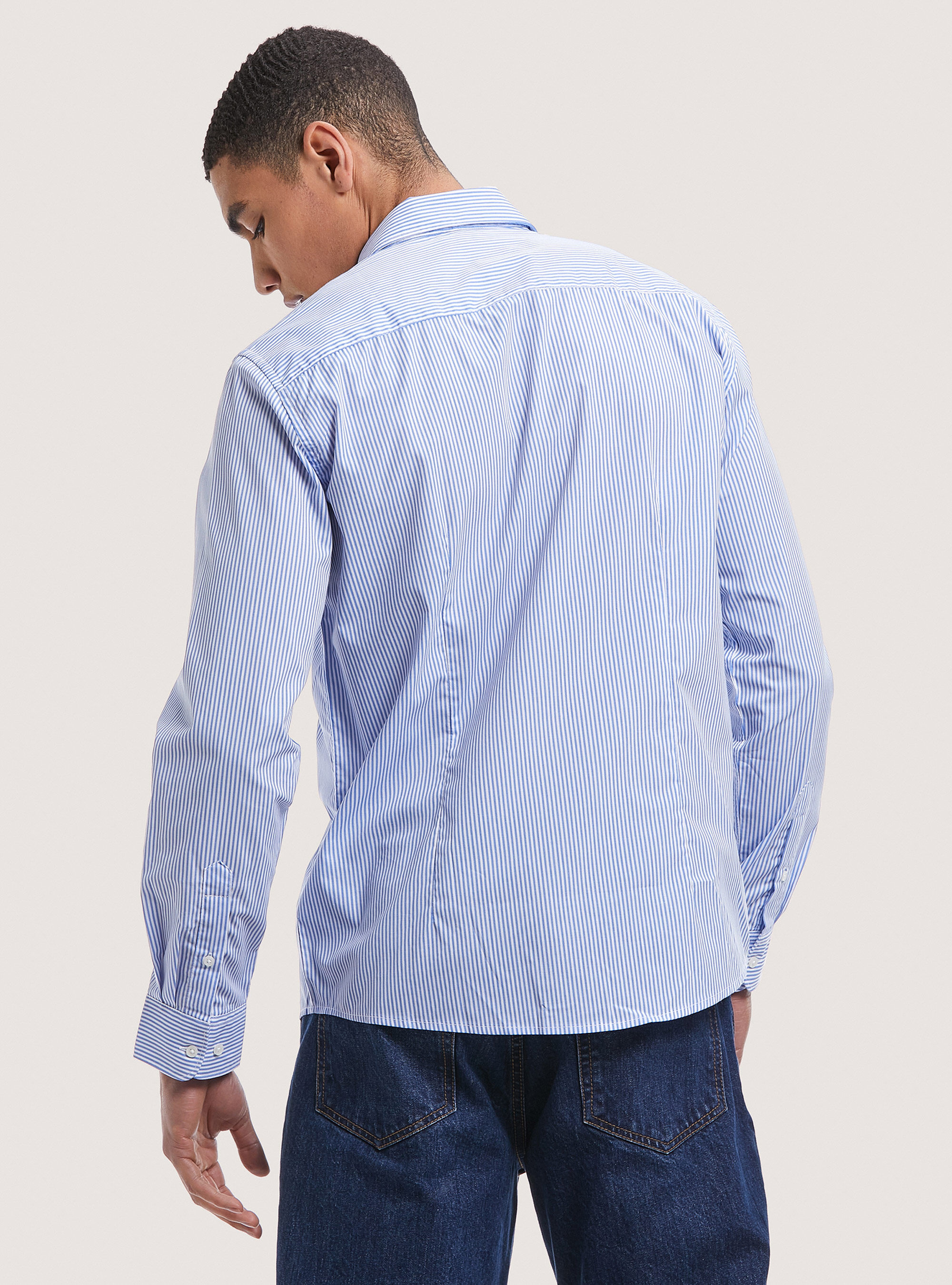 Camicia rigata a maniche lunghe, STR5 RIGA AZZURRA