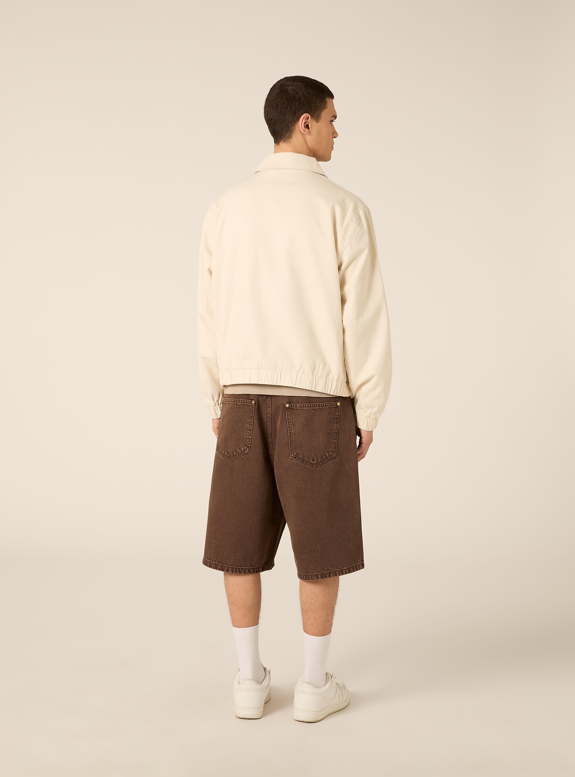 Bomber in misto lino regular fit, MCR3 CREAM MEL LIGHT