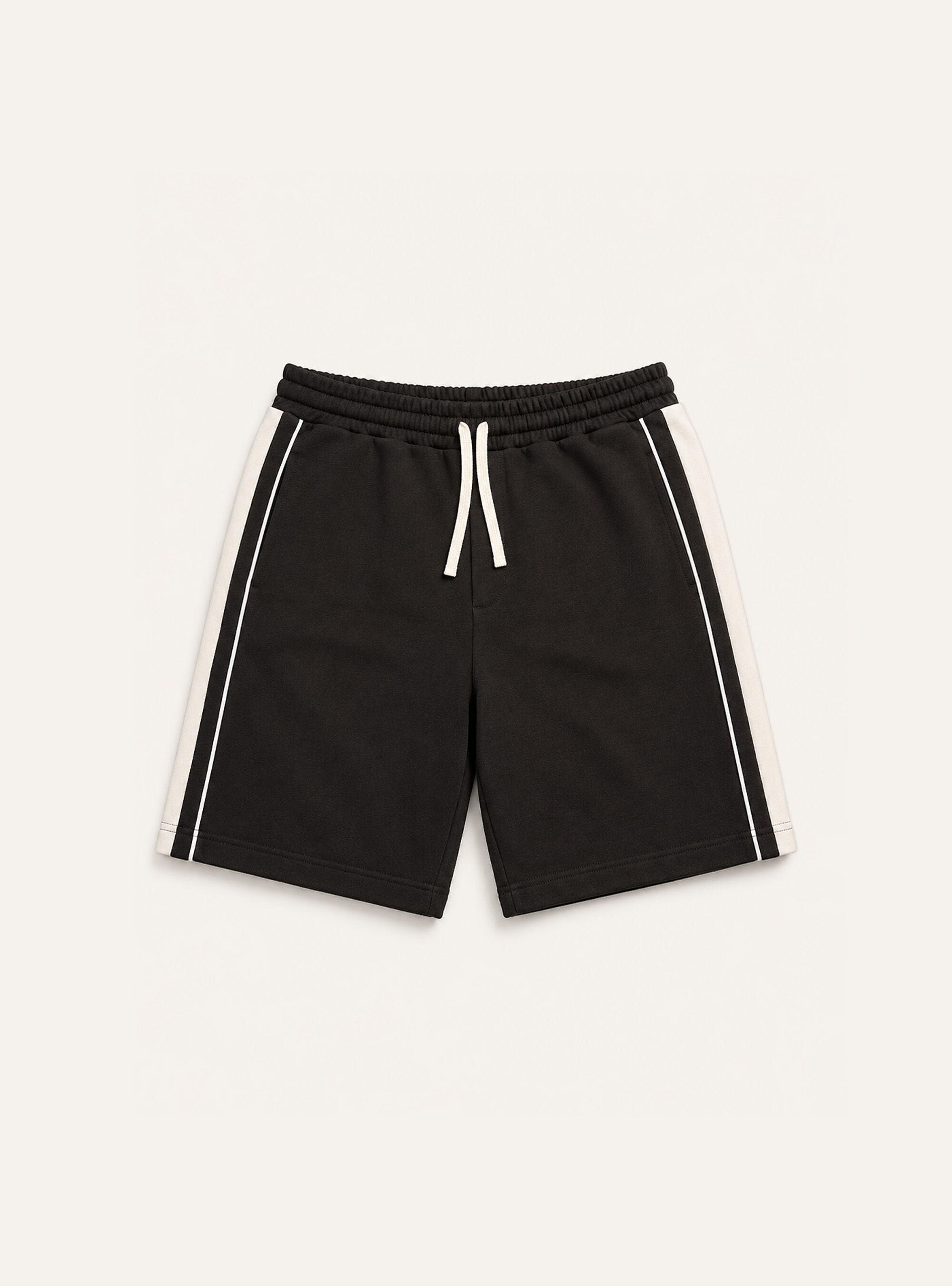 Urban Bermuda Shorts with Side Stripes, BK1 BLACK