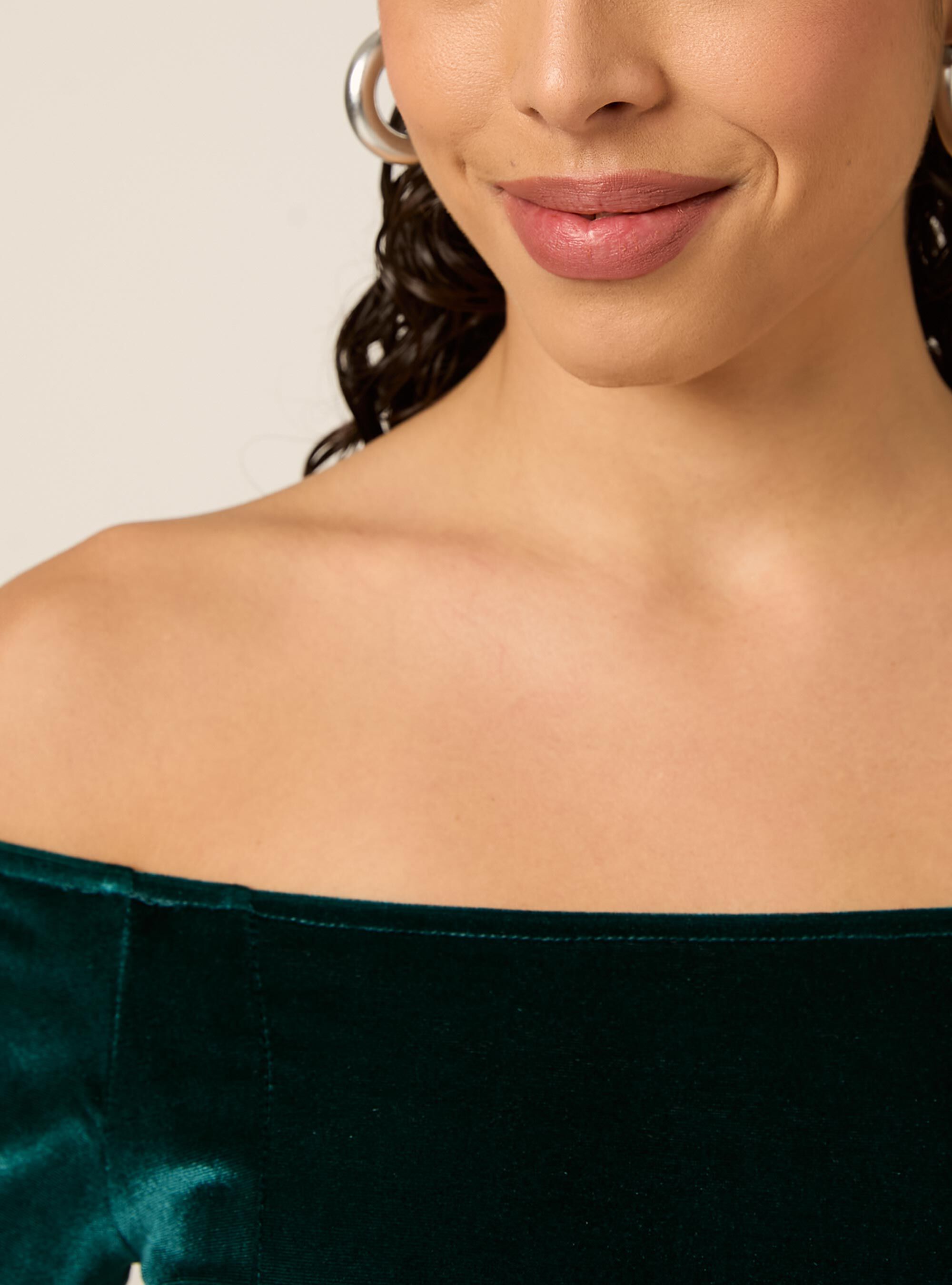 Flared velvet dress, GN1 GREEN DARK