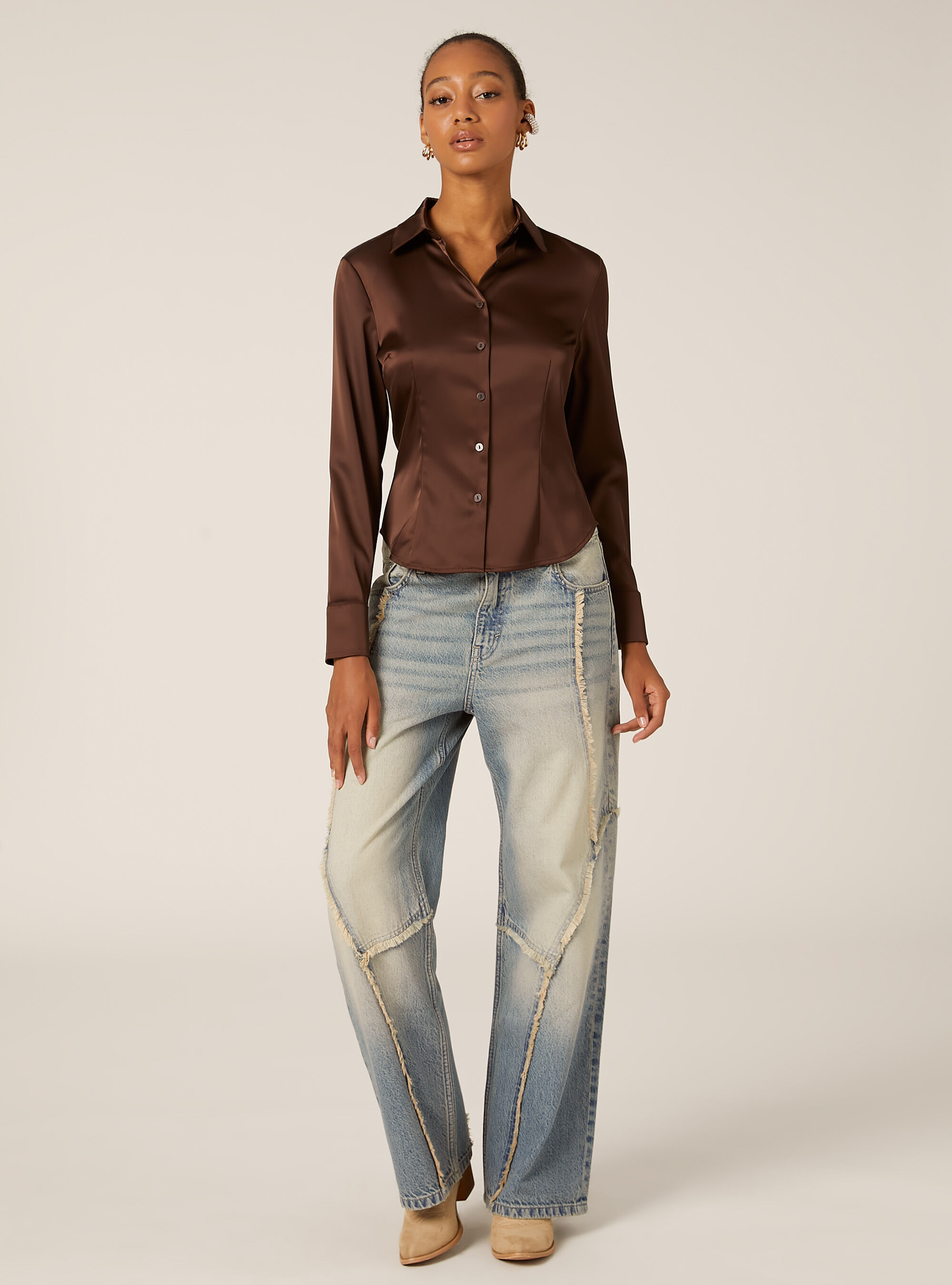 Long sleeve satin shirt