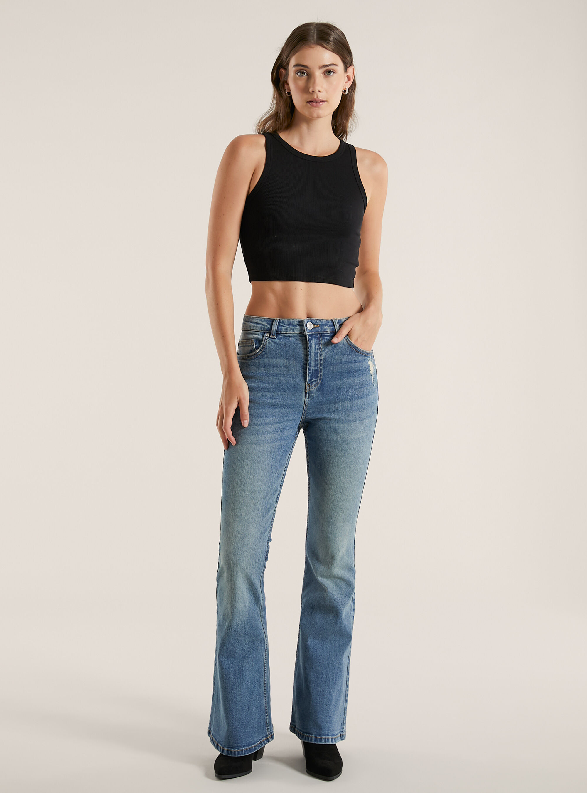 Jean flare taille haute