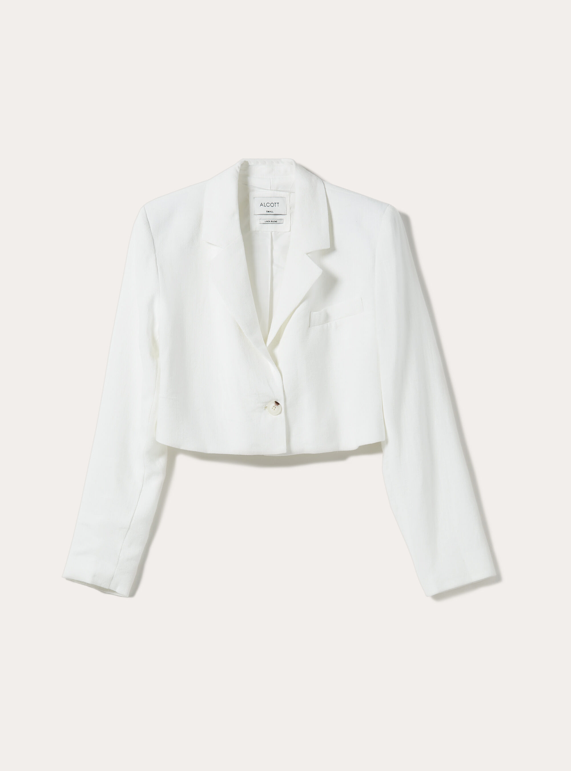 Cropped blazer in linen blend, WH2 WHITE