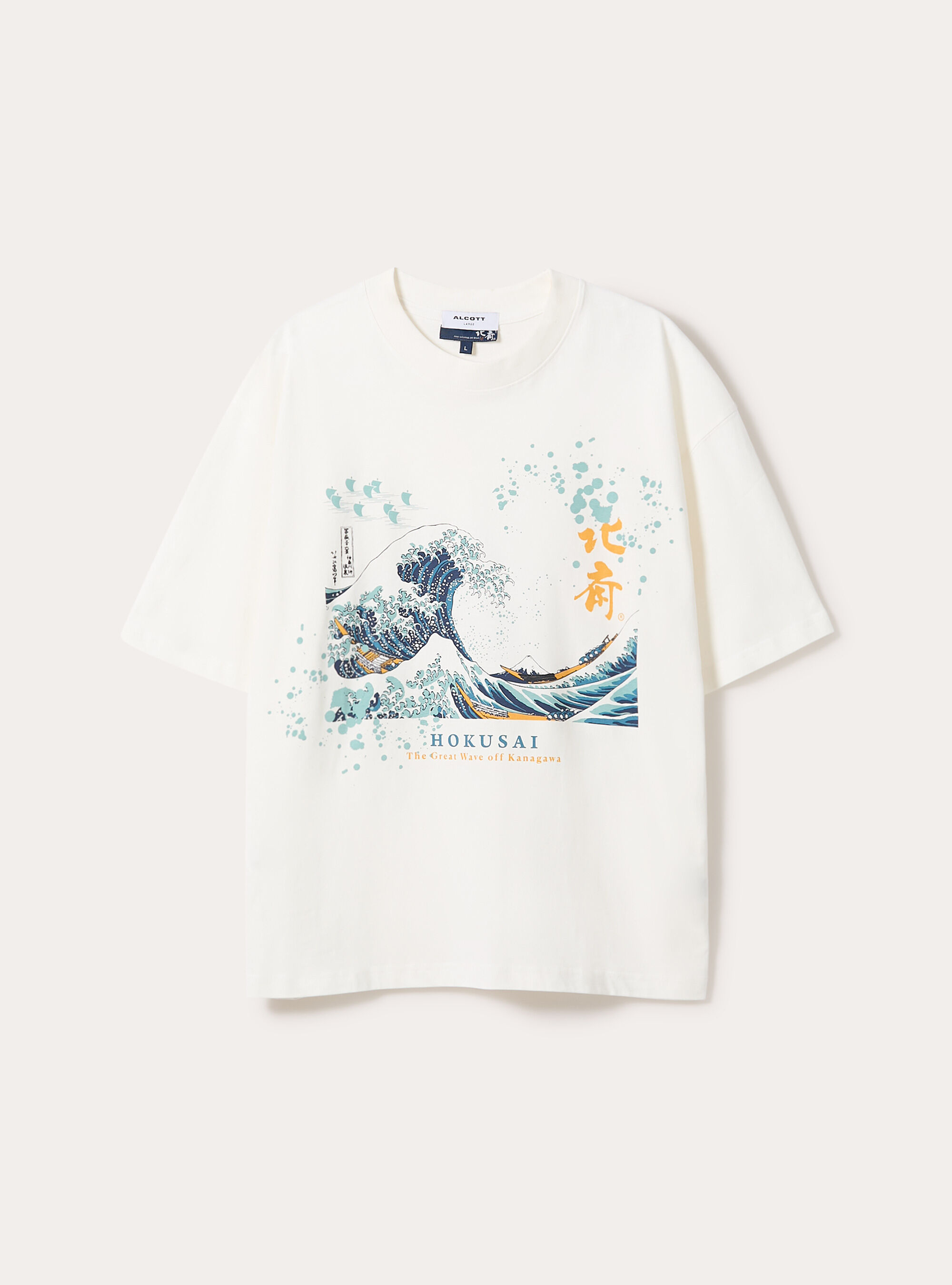 Katsushika Hokusai boxy fit T-shirt / Alcott, WH2 WHITE