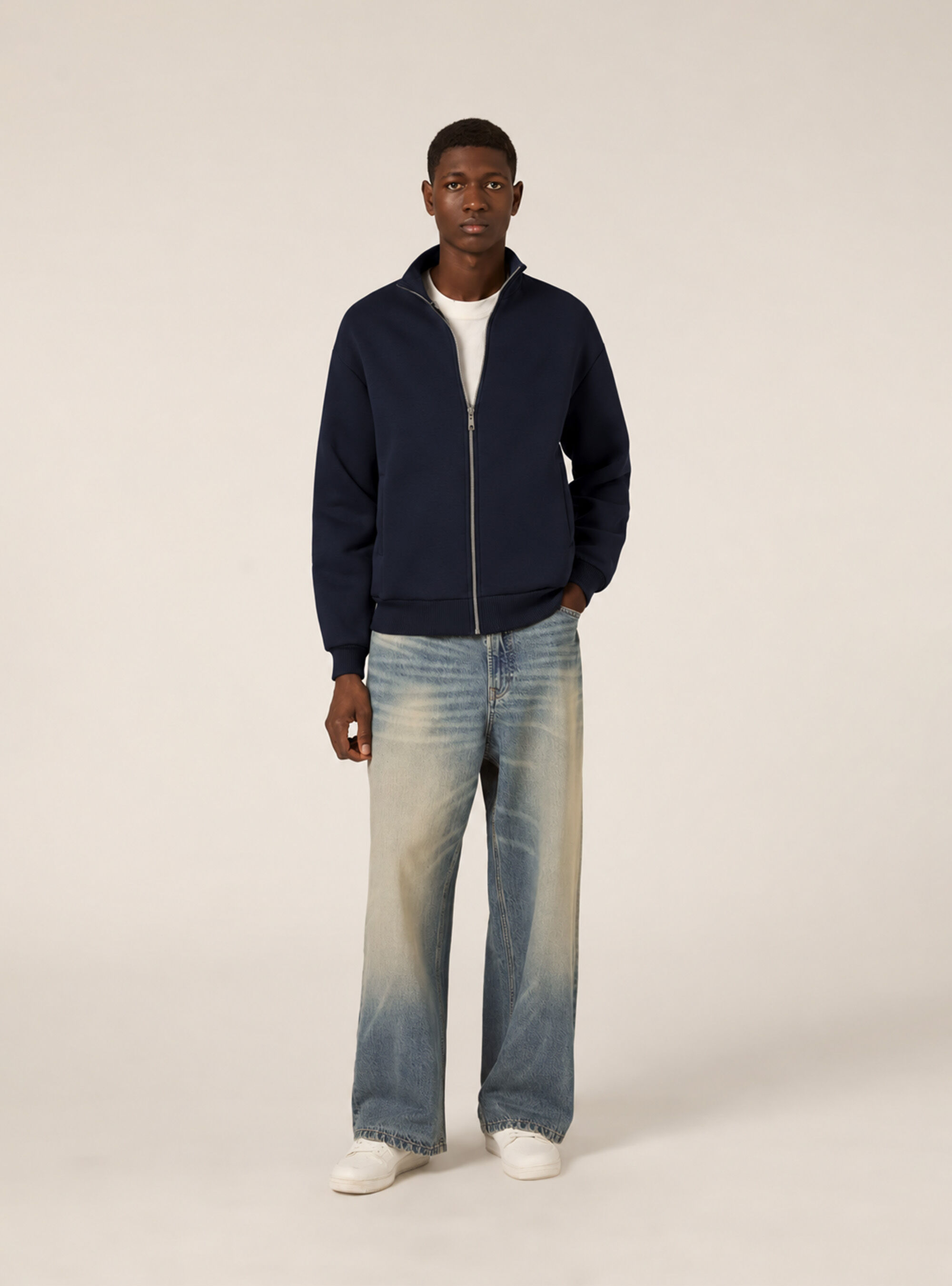 Cardigan con cerniera mezzocollo