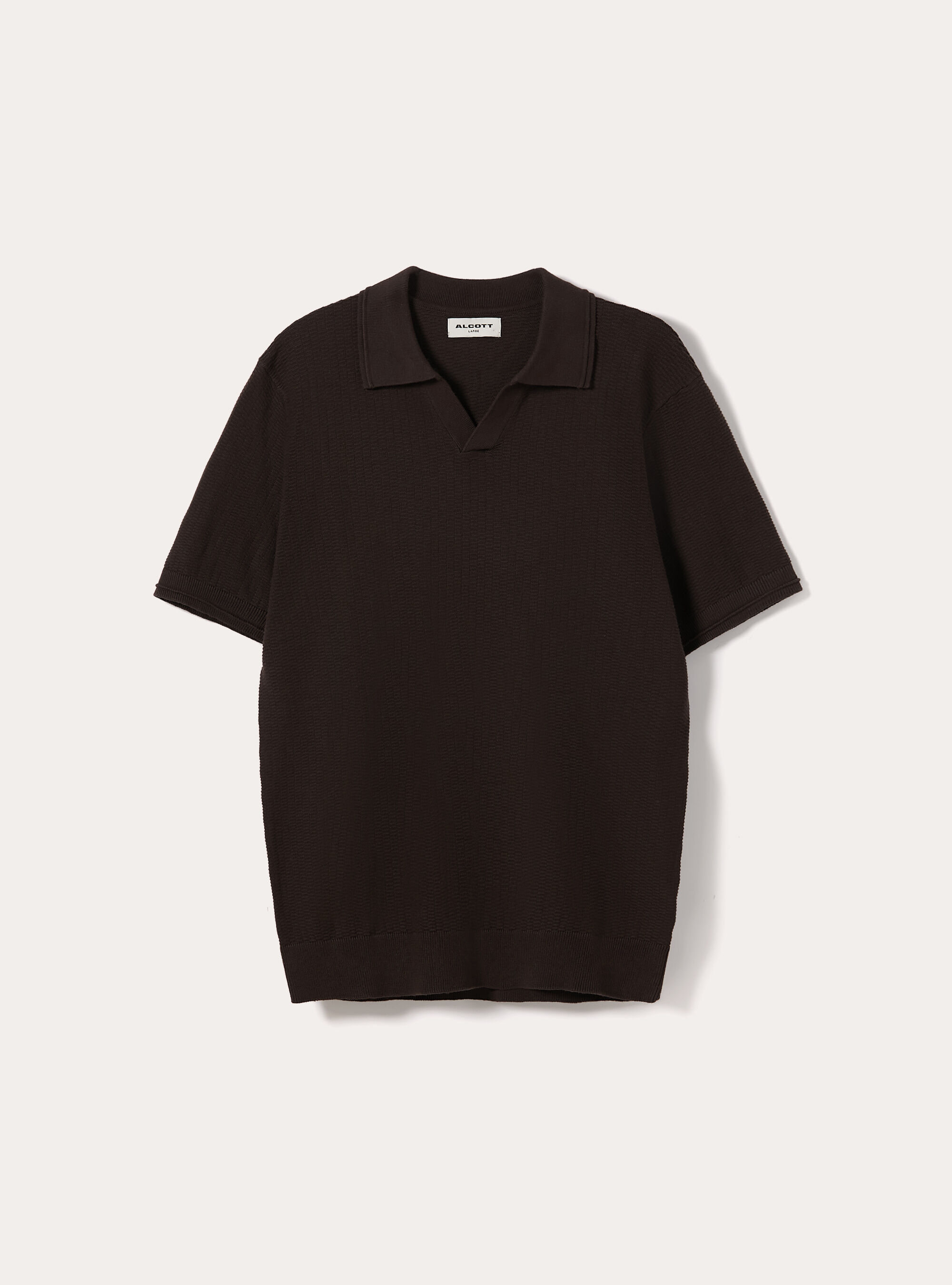 Polo derby in maglia in misto cotone, BR1 BROWN DARK