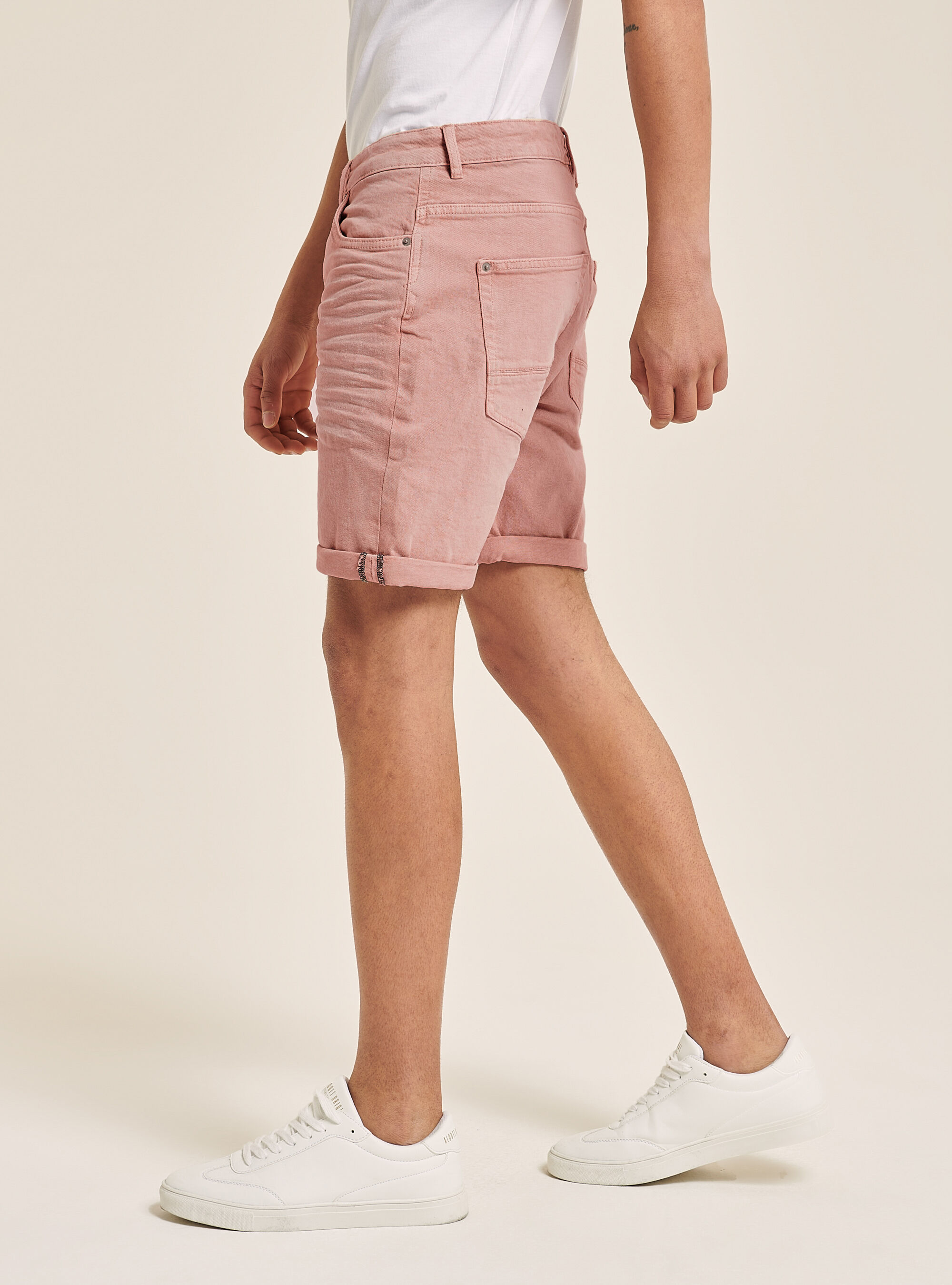 Bermudas de sarga de algod&oacute;n el&aacute;stico tenido en prenda, PK2 PINK MEDIUM
