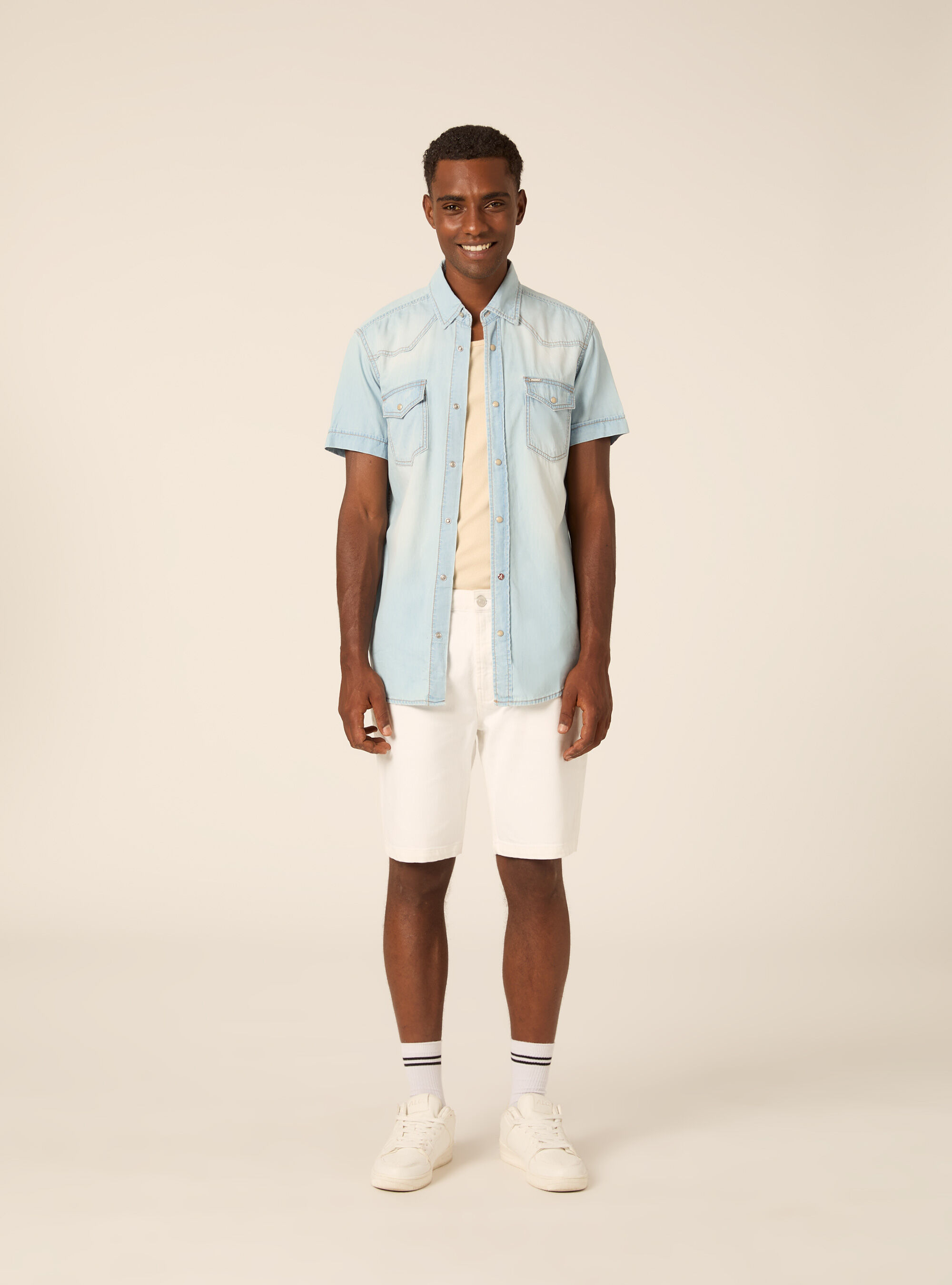 Camicia denim mezza manica