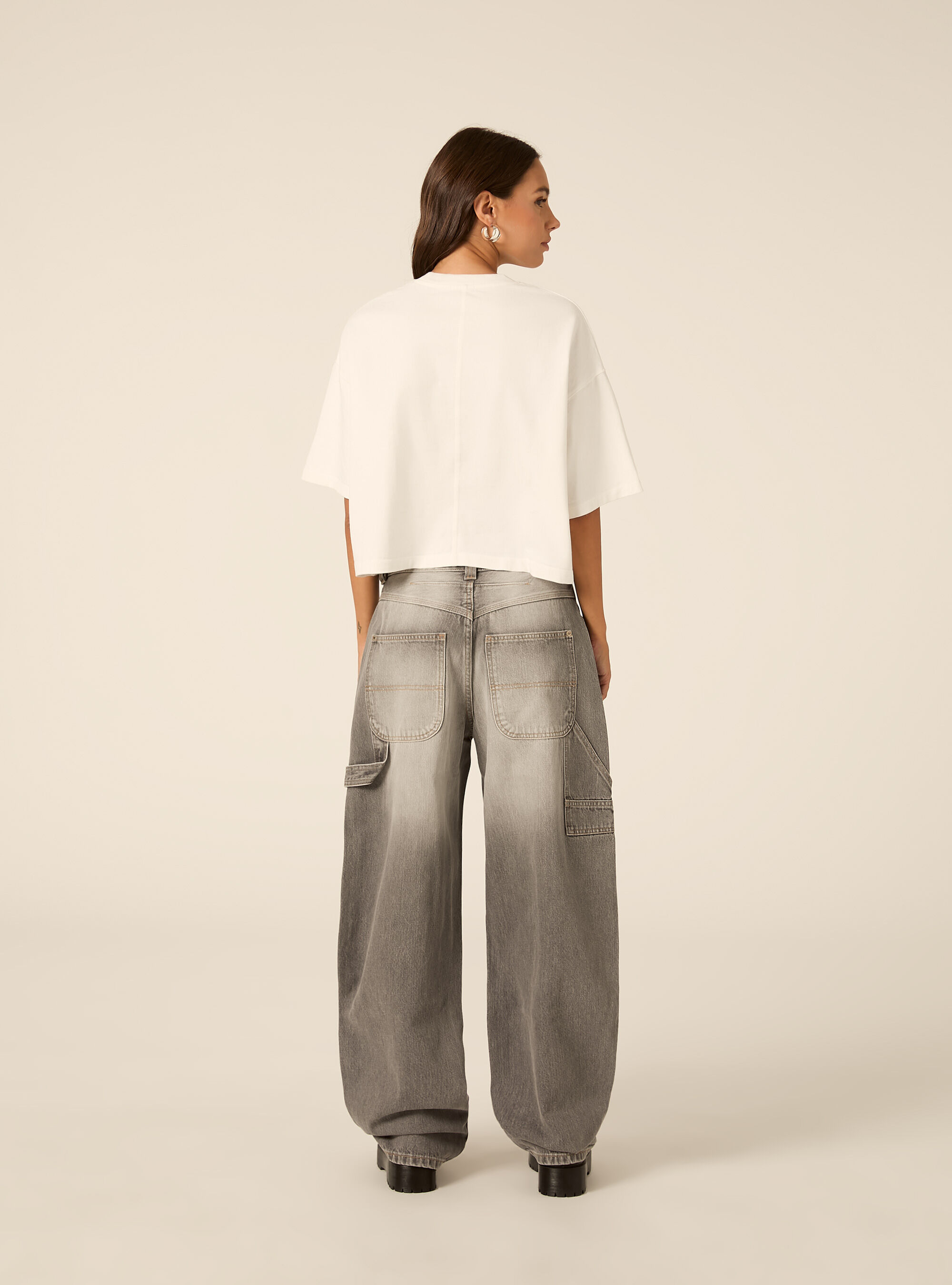 Jeans balloon carpenter con vita regolabile, D00G GREY
