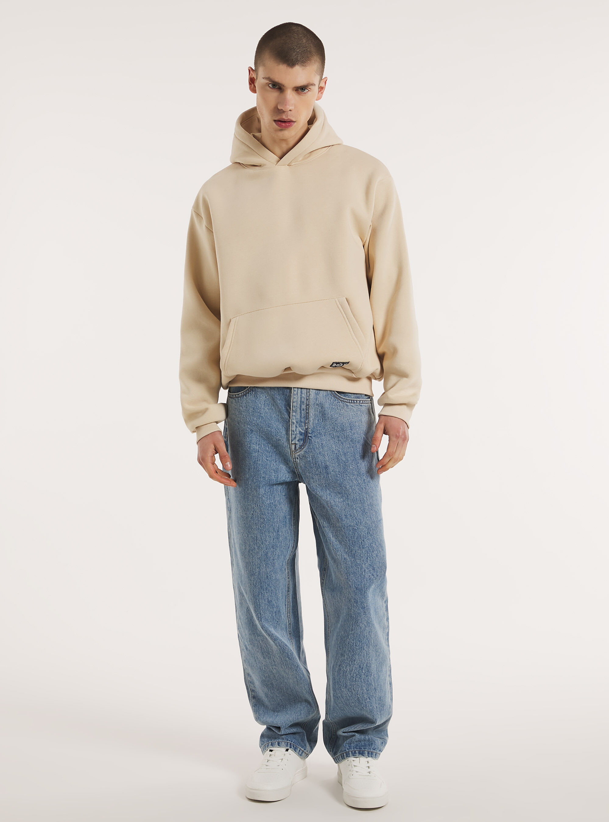 Boxy Fit Hoodie Genderless, BG3 BEIGE LIGHT